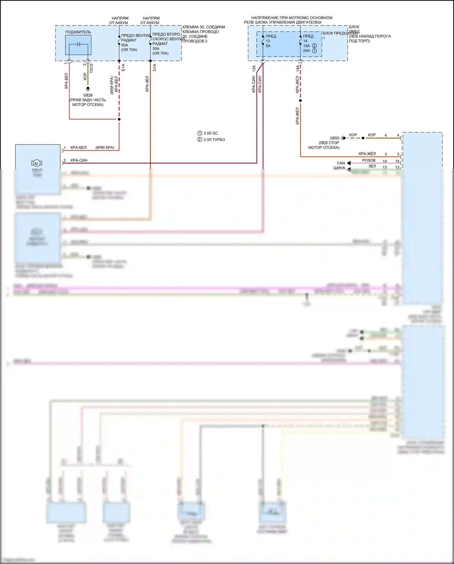 Q7 Audi 4M (2015-2020): Электросхема климат контроля, с задними органами управления (4 из 4) 