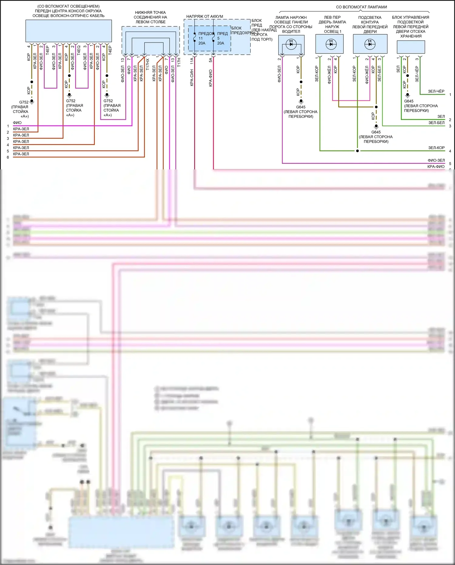 Q7 Audi 4M (2015-2020): Электросхема освещения салона (2 из 6) 
