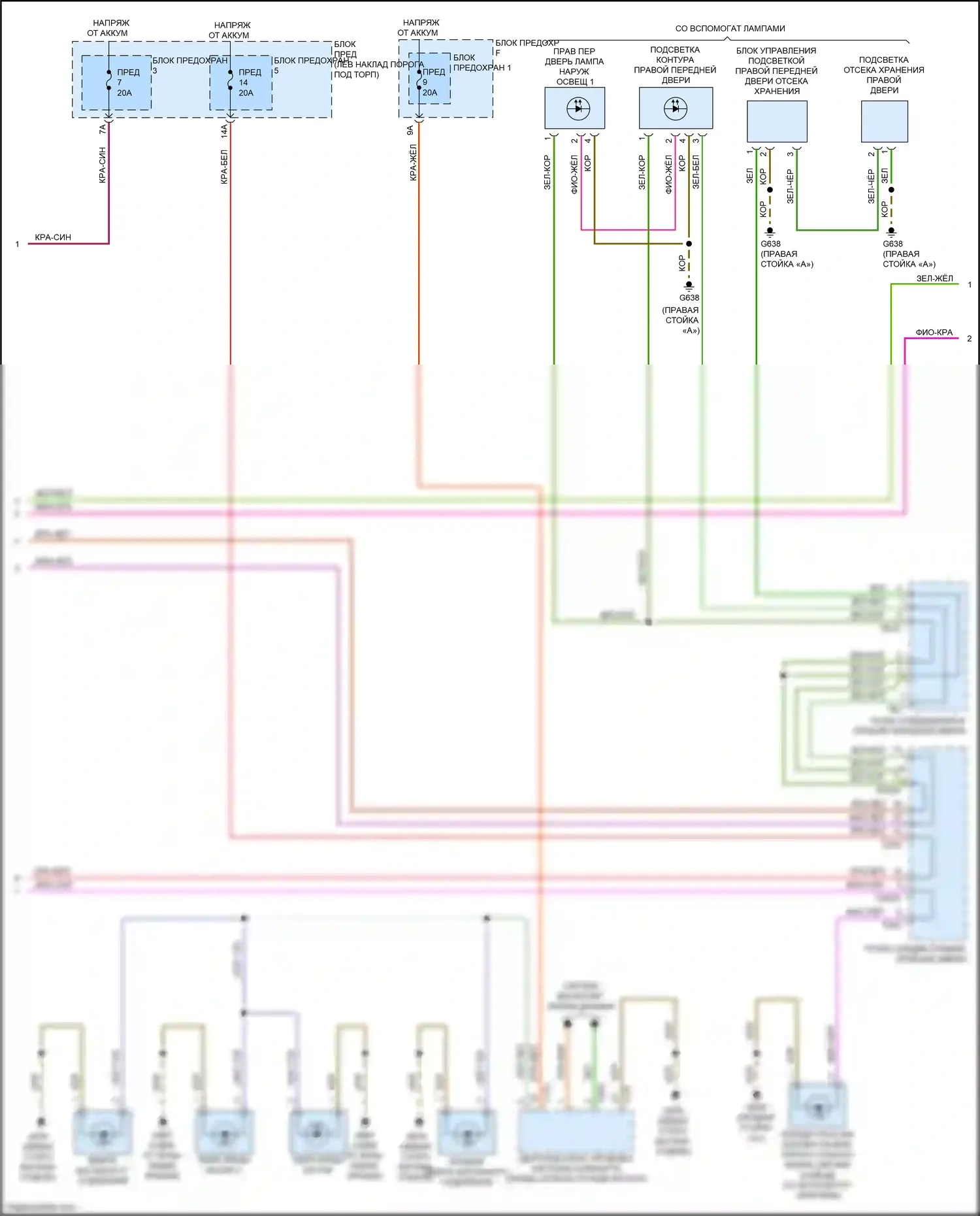 Q7 Audi 4M (2015-2020): Электросхема освещения салона (5 из 6) 
