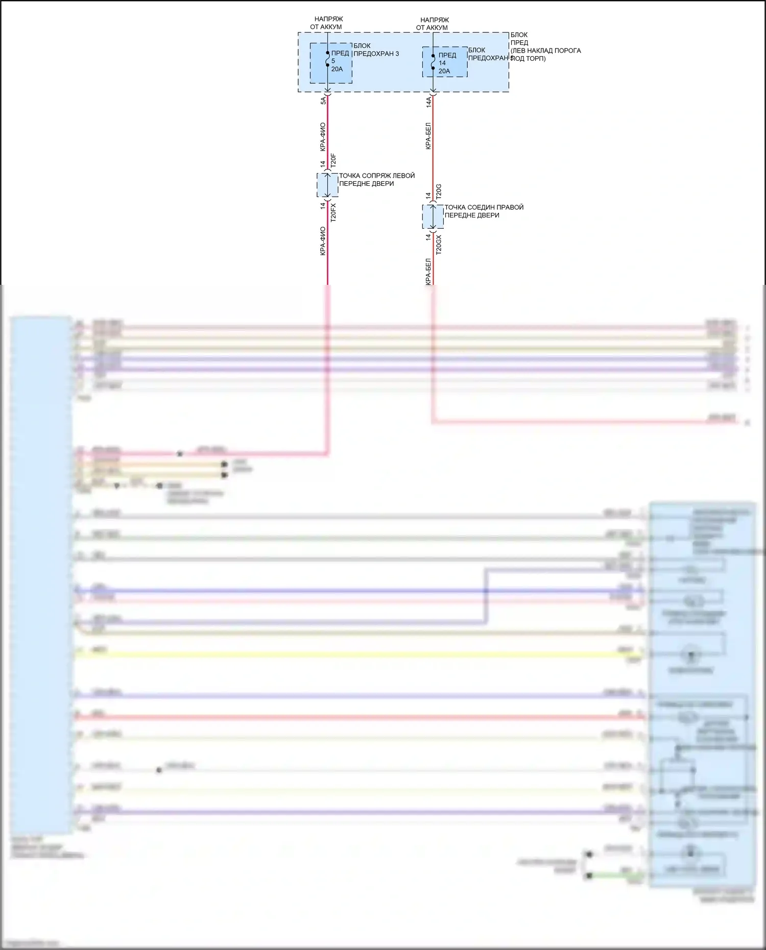 Q7 Audi 4M (2015-2020): Электросхема памяти зеркал (1 из 2) 