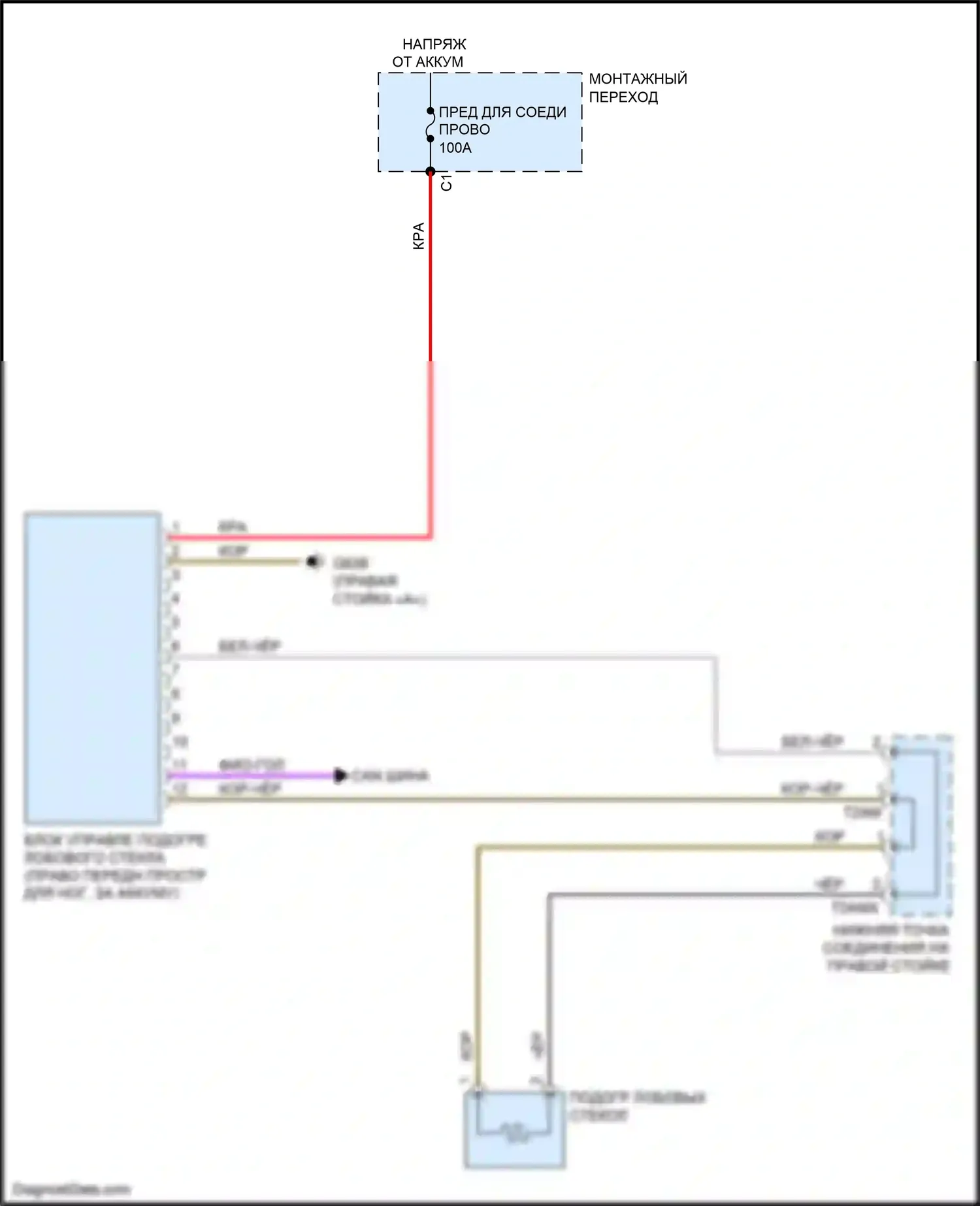 Q7 Audi 4M (2015-2020): Электросхема обогреваемого лобового стекла 