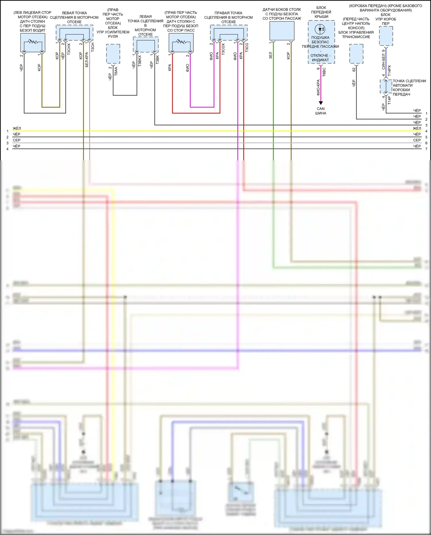 Q7 Audi 4M (2015-2020): Электросхема подушек безопасности (3 из 5) 