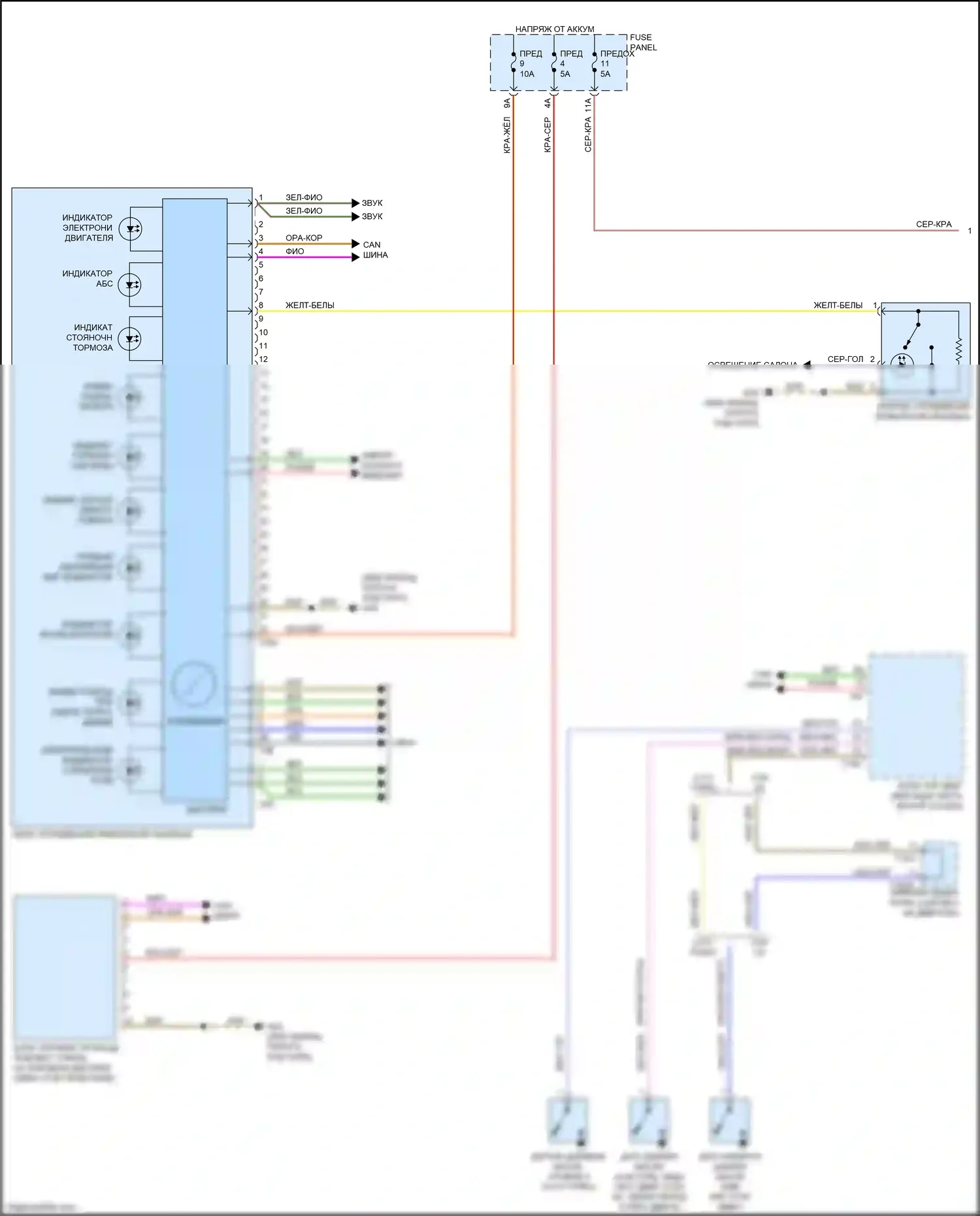 Q7 Audi 4M (2015-2020): Электросхема приборной панели (1 из 2) 