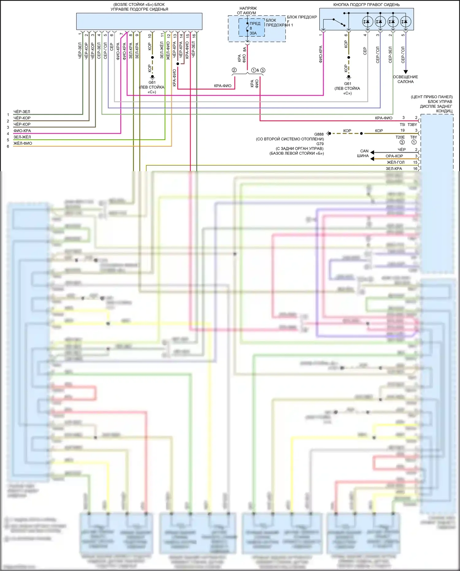 Q7 Audi 4M (2015-2020): Электросхема обогреваемых сидений (3 из 3) 