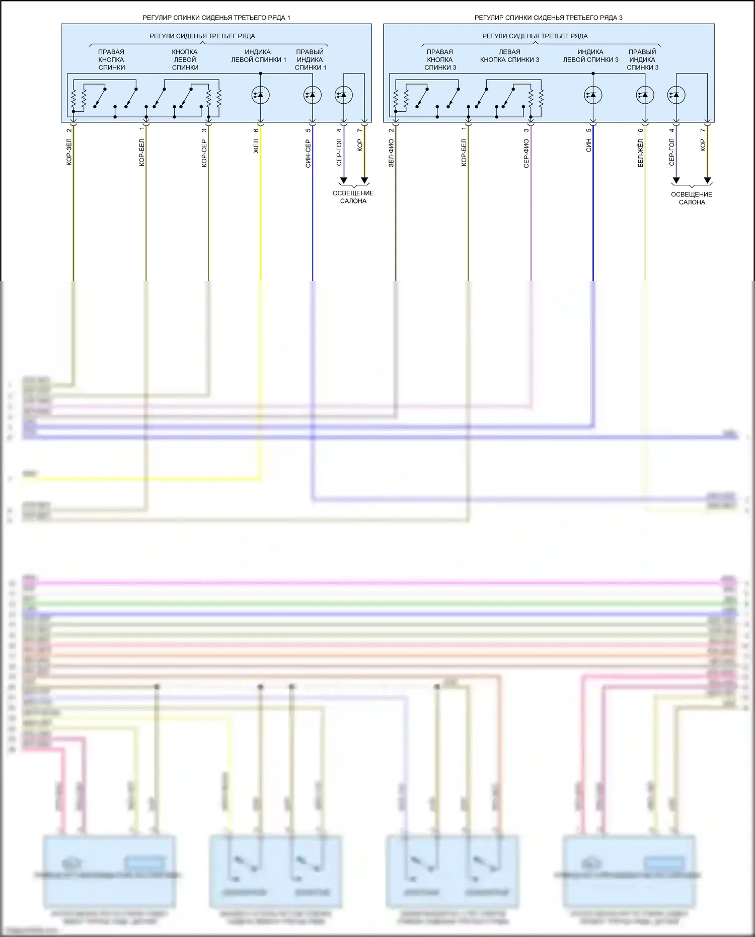 Q7 Audi 4M (2015-2020): Электросхема сиденья третьего ряда (2 из 3) 