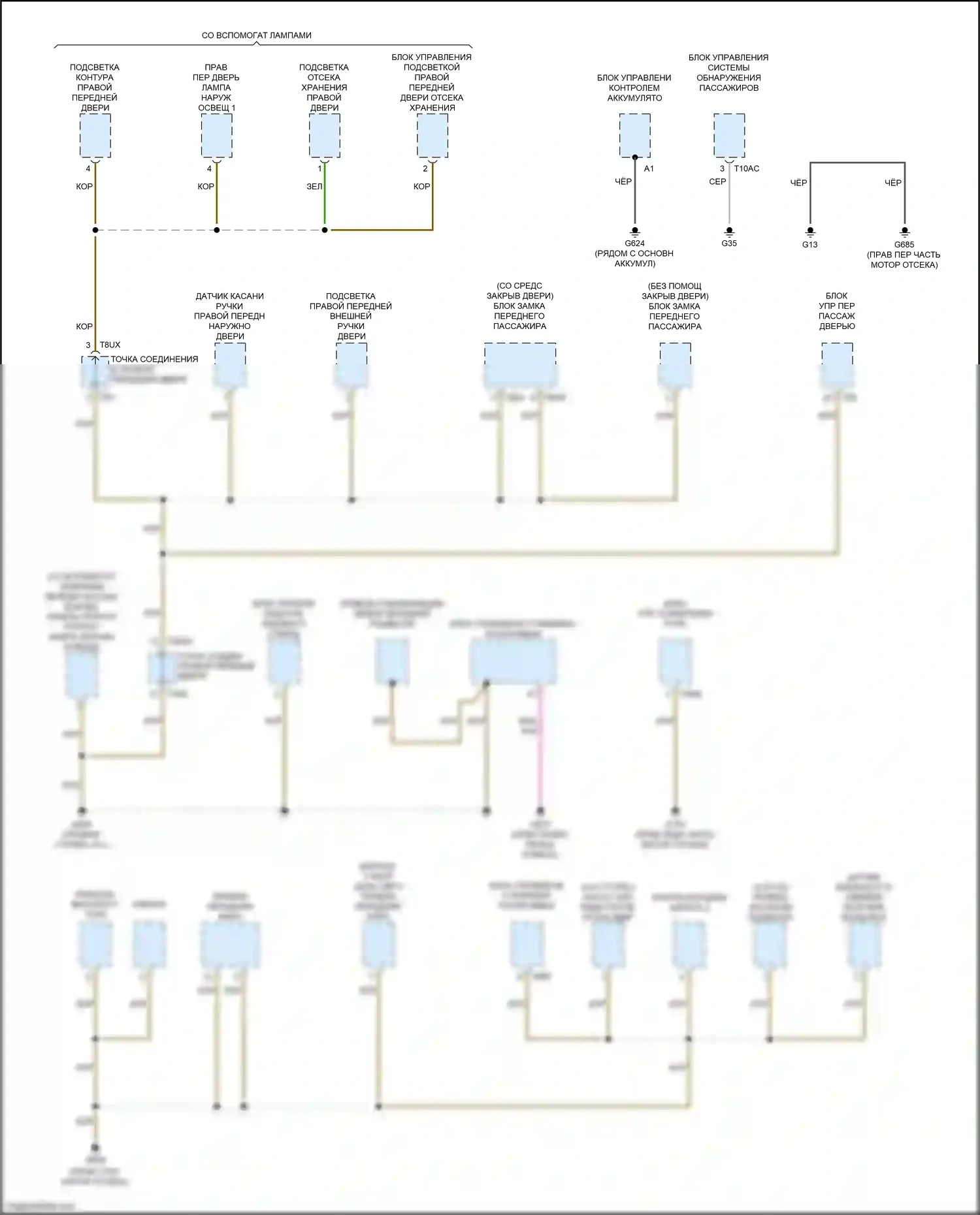 Q7 Audi 4M (2015-2020): Электросхема разводки массы (4 из 10) 