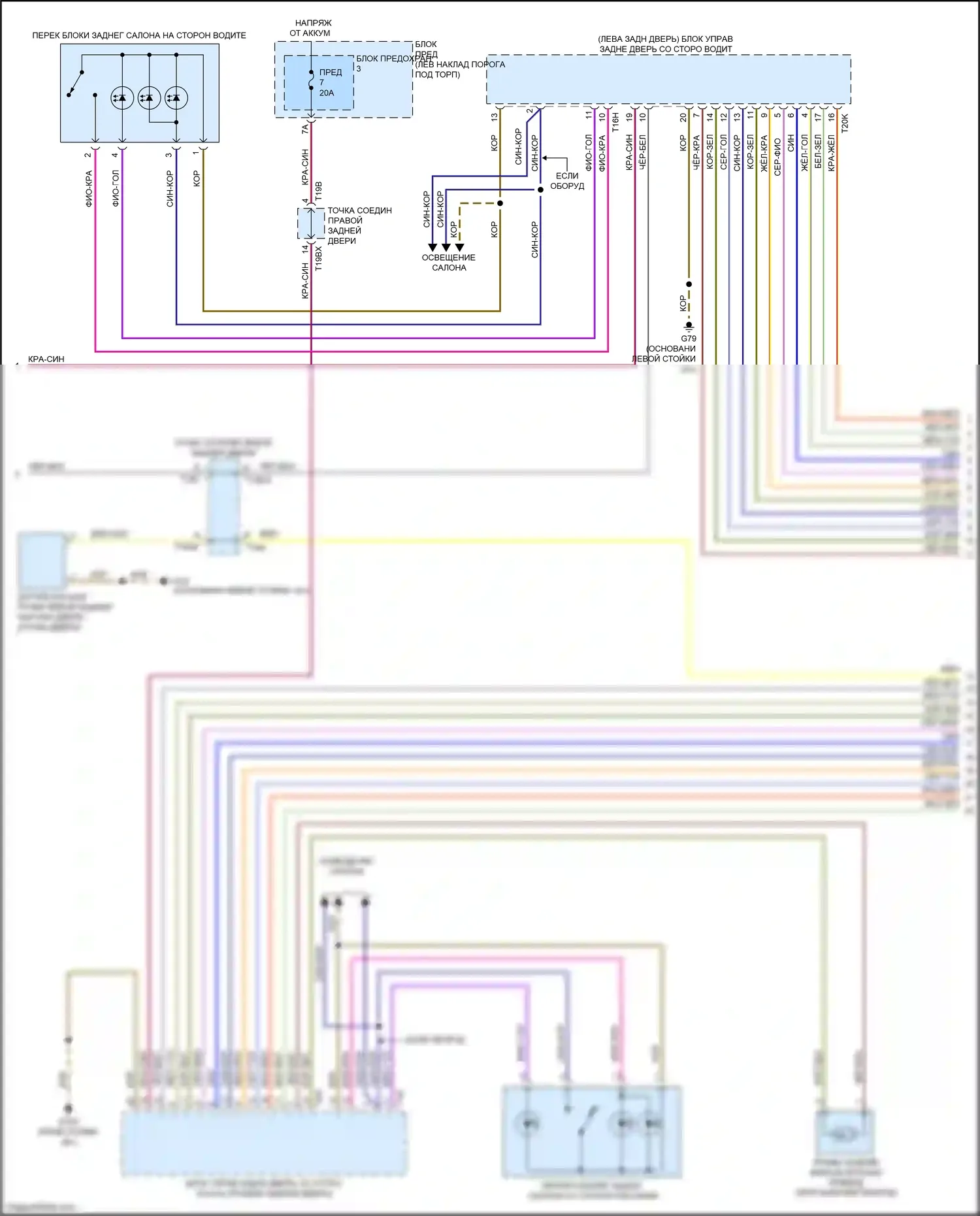 Q7 Audi 4M (2015-2020): Электросхема центрального замка (2 из 6) 
