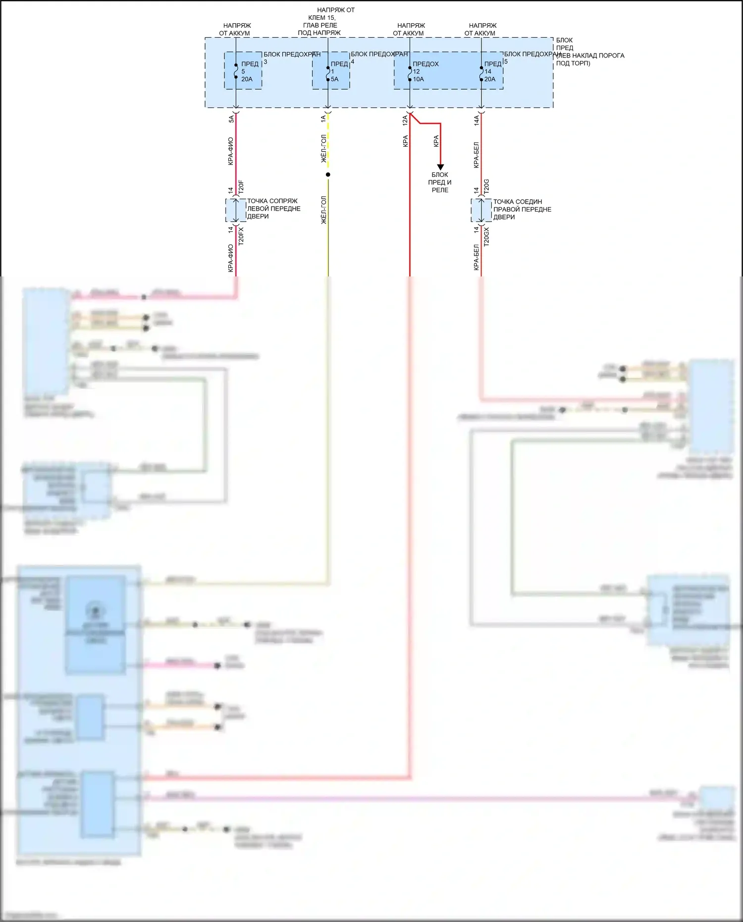 Q7 Audi 4M (2015-2020): Электросхема управления зеркалами заднего вида 