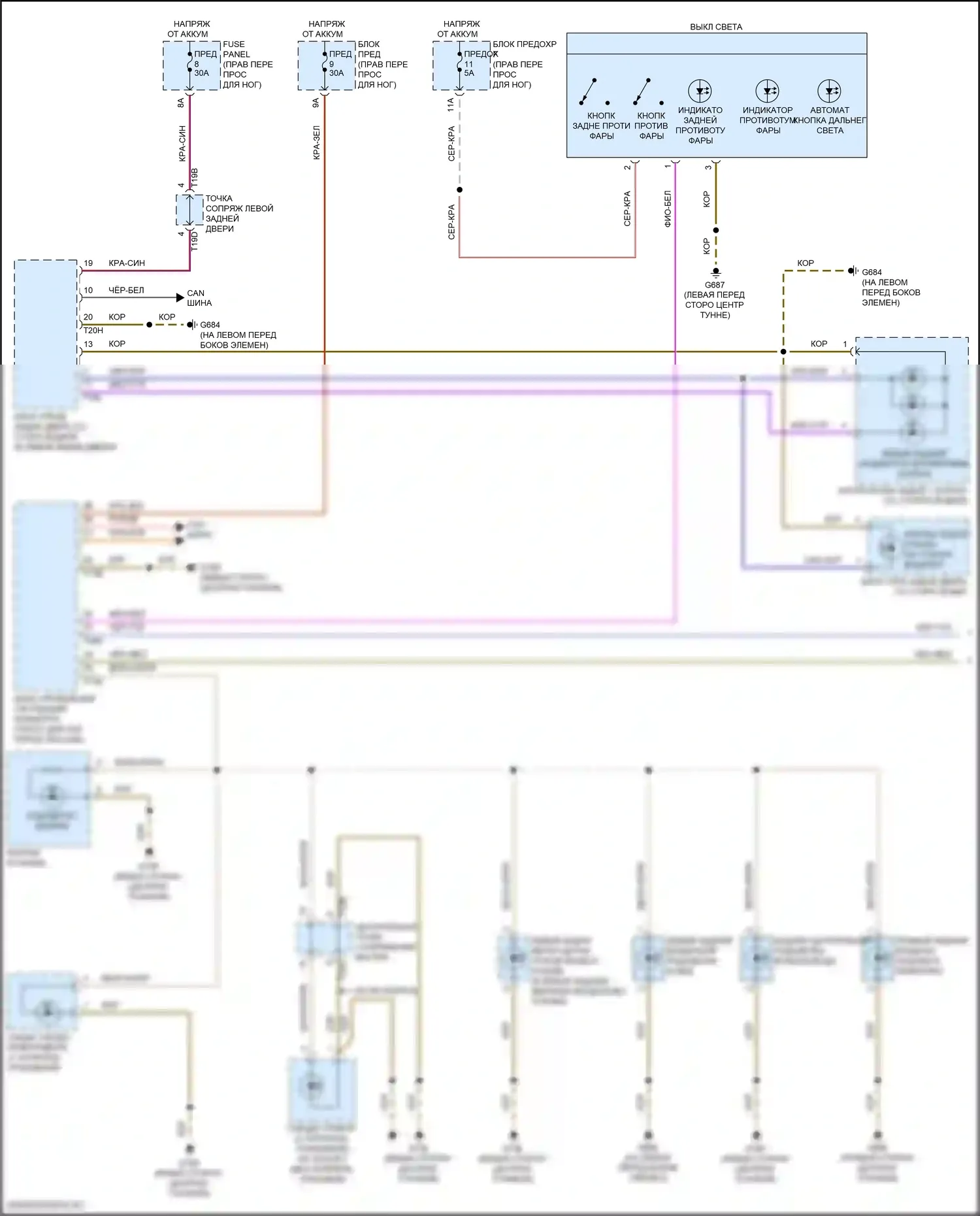 Q8 Sportback e-tron Audi I (2022-2024): Электросхема подсветки приборной панели (1 из 3) 