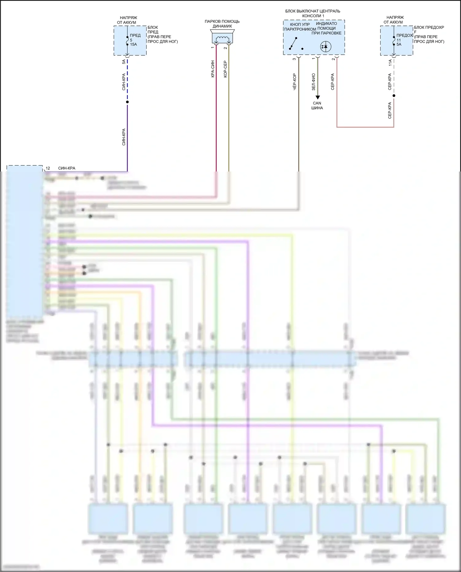 Q8 Sportback e-tron Audi I (2022-2024): Электросхема парктроника, без параллельной парковки 