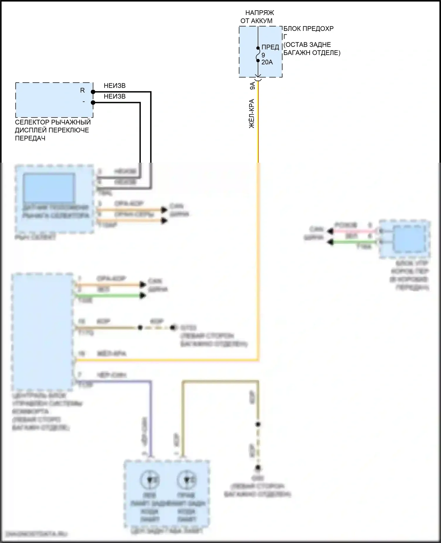 Q8 Audi I рестайлинг (2023-2024): Электросхема фонарей заднего хода 