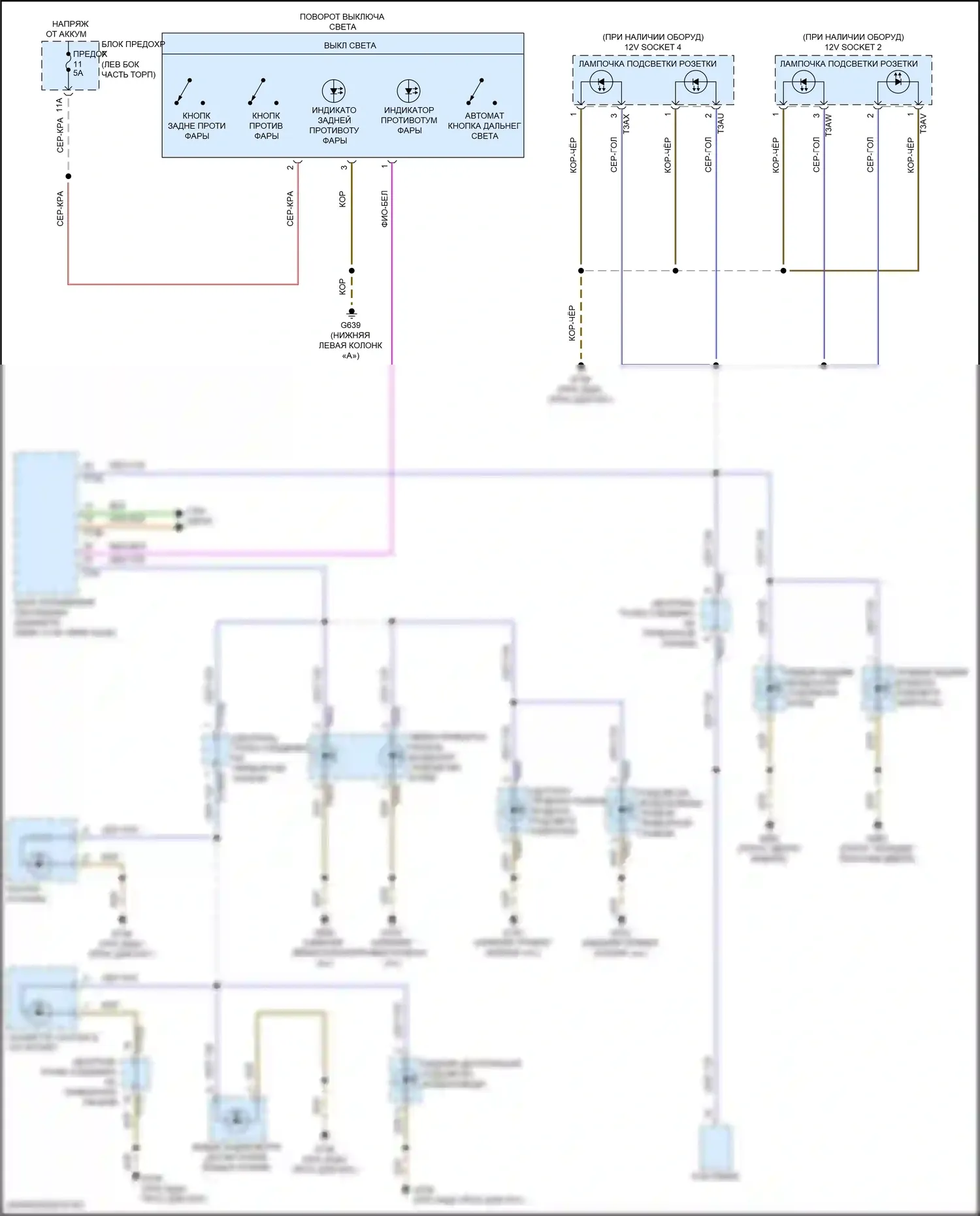 Q8 Audi I рестайлинг (2023-2024): Электросхема подсветки приборной панели (1 из 3) 