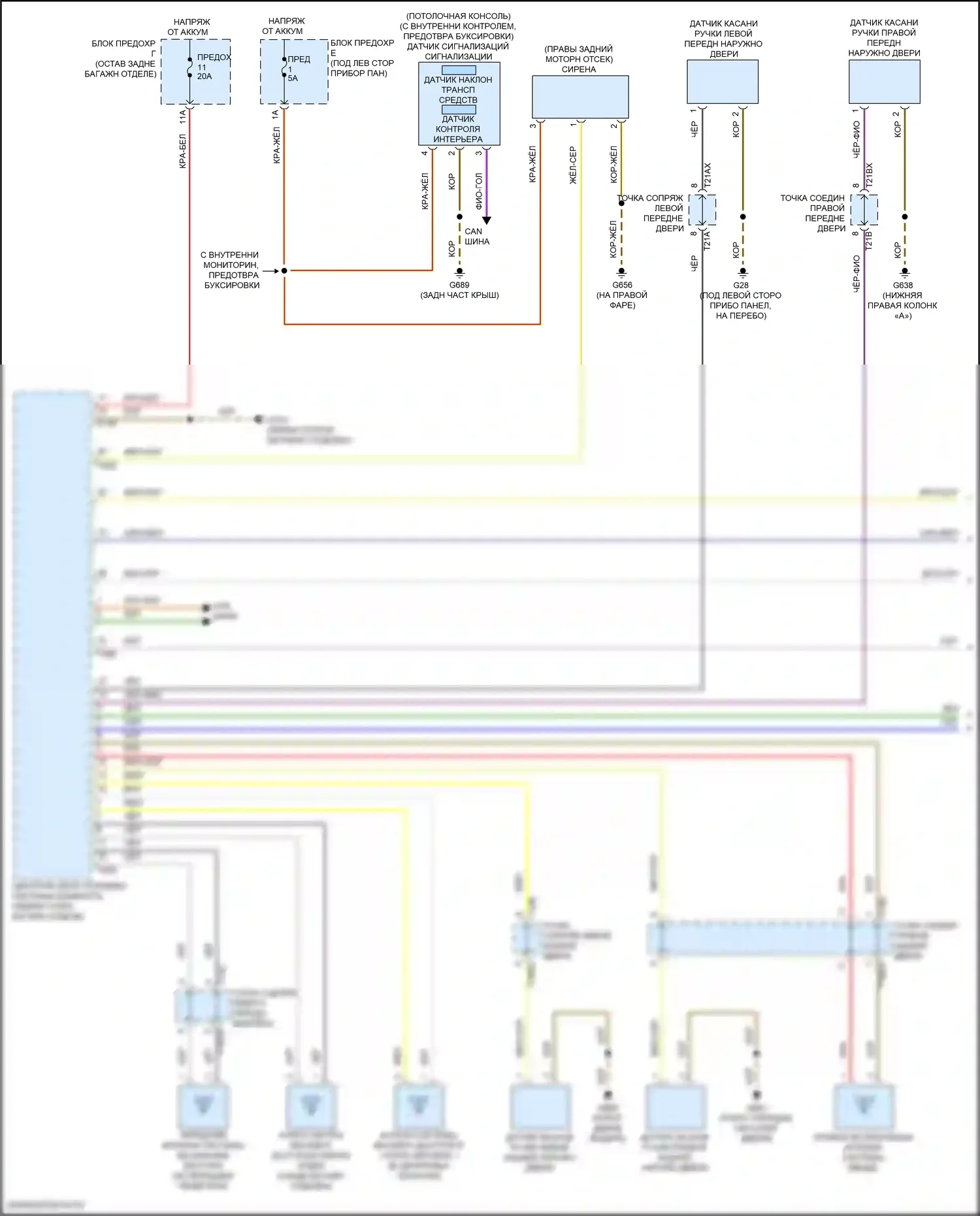 Q8 Audi I рестайлинг (2023-2024): Электросхема системы бесключевого доступа (1 из 2) 
