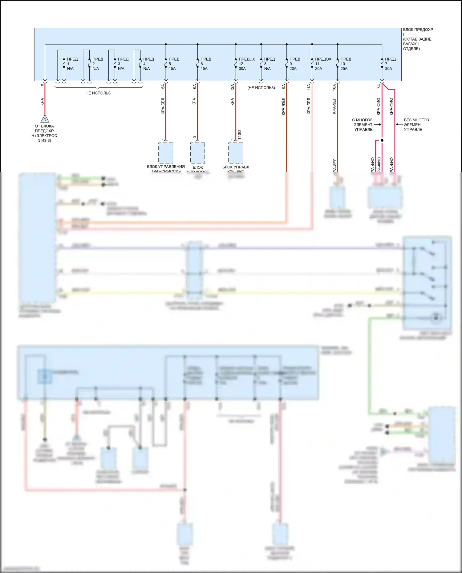 Q8 Audi I (2018-2023): Электросхема блока предохранителей реле (2 из 8) 