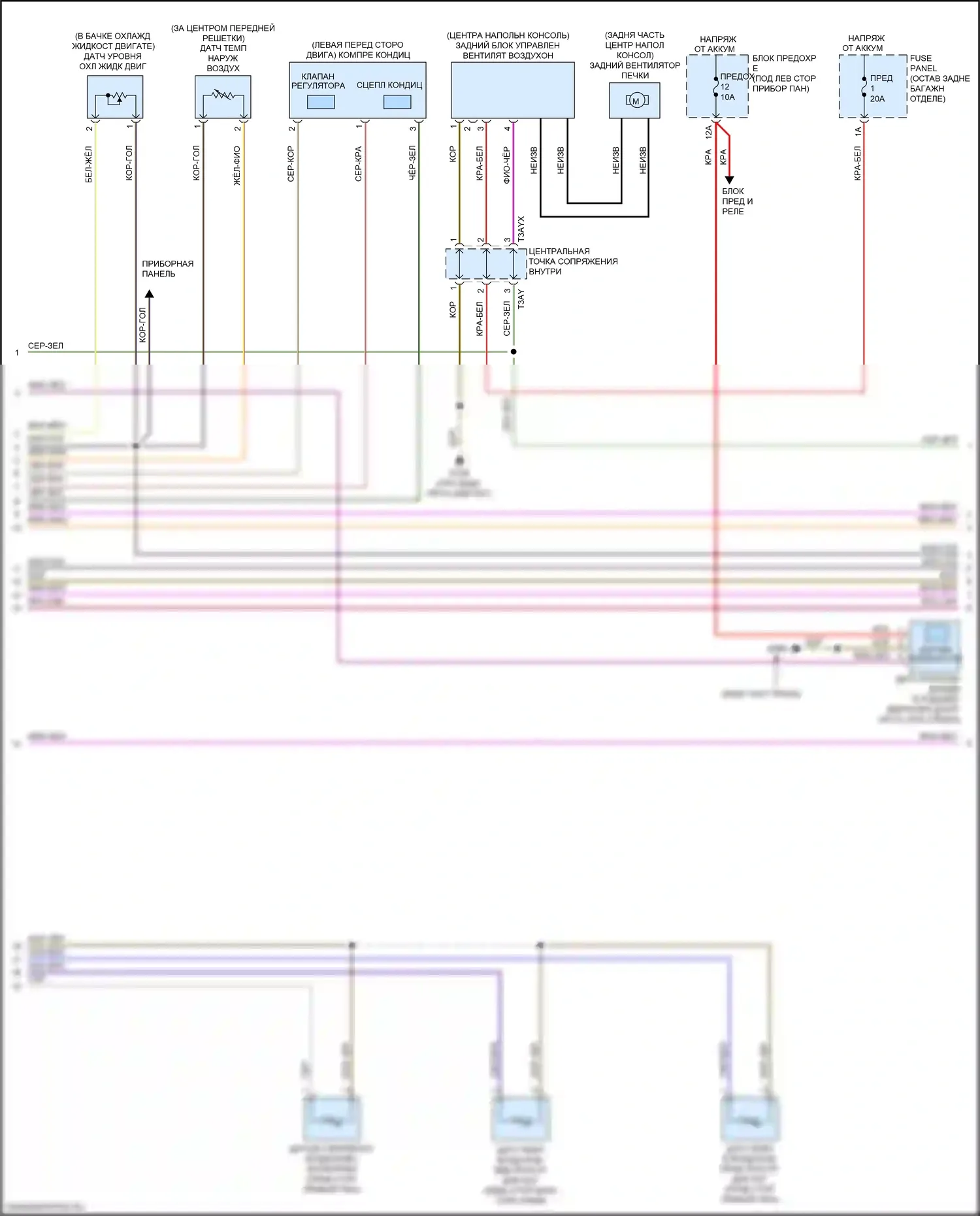 Q8 Audi I (2018-2023): Электросхема климат контроля, с климатом, без многозонных органов управления, с задними органами управления (2 из 4) 