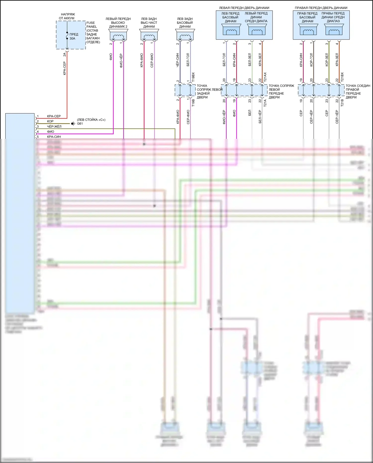 Q8 Audi I (2018-2023): Электросхема радиосистемы, с усилителем, без высокого уровня звука (1 из 5) 