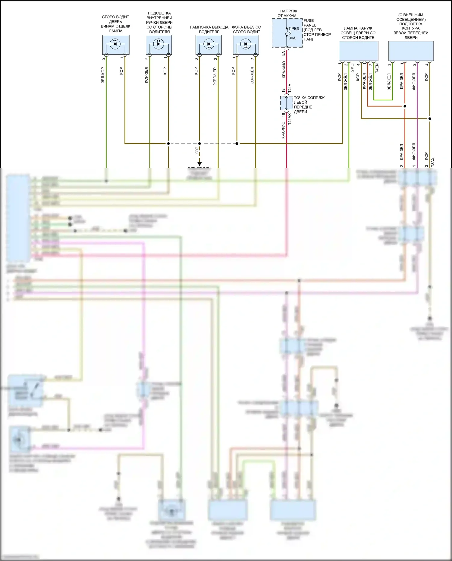Q8 Audi I (2018-2023): Электросхема освещения салона (6 из 6) 