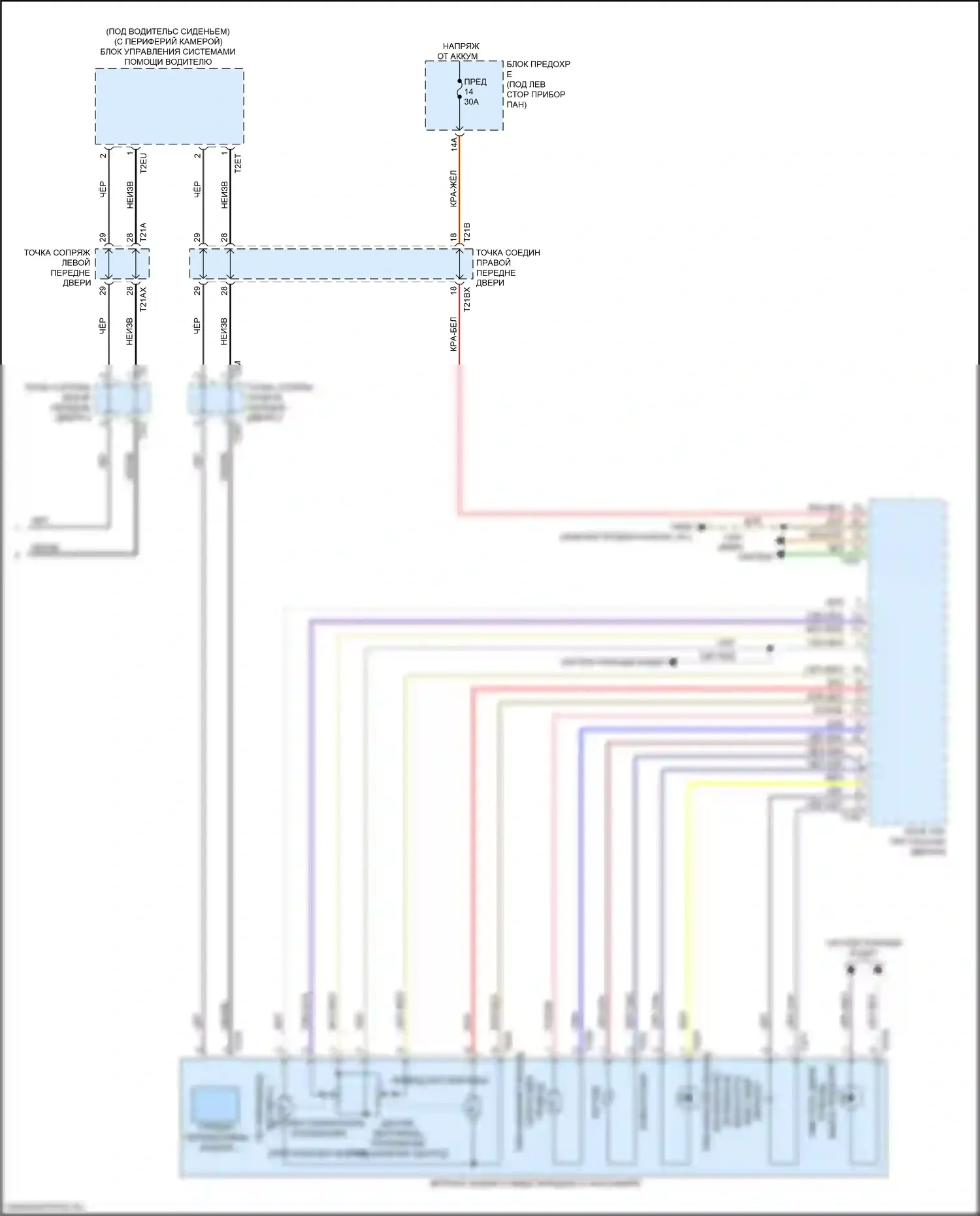 Q8 Audi I (2018-2023): Электросхема памяти зеркал (2 из 2) 