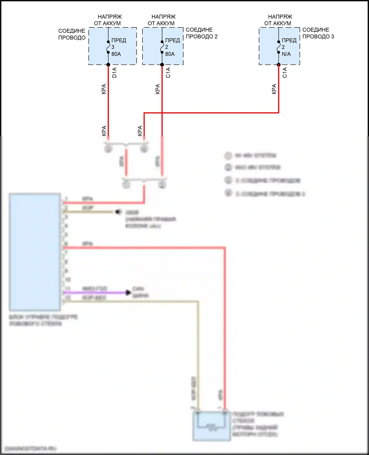 Q8 Audi I (2018-2023): Электросхема обогреваемого лобового стекла 