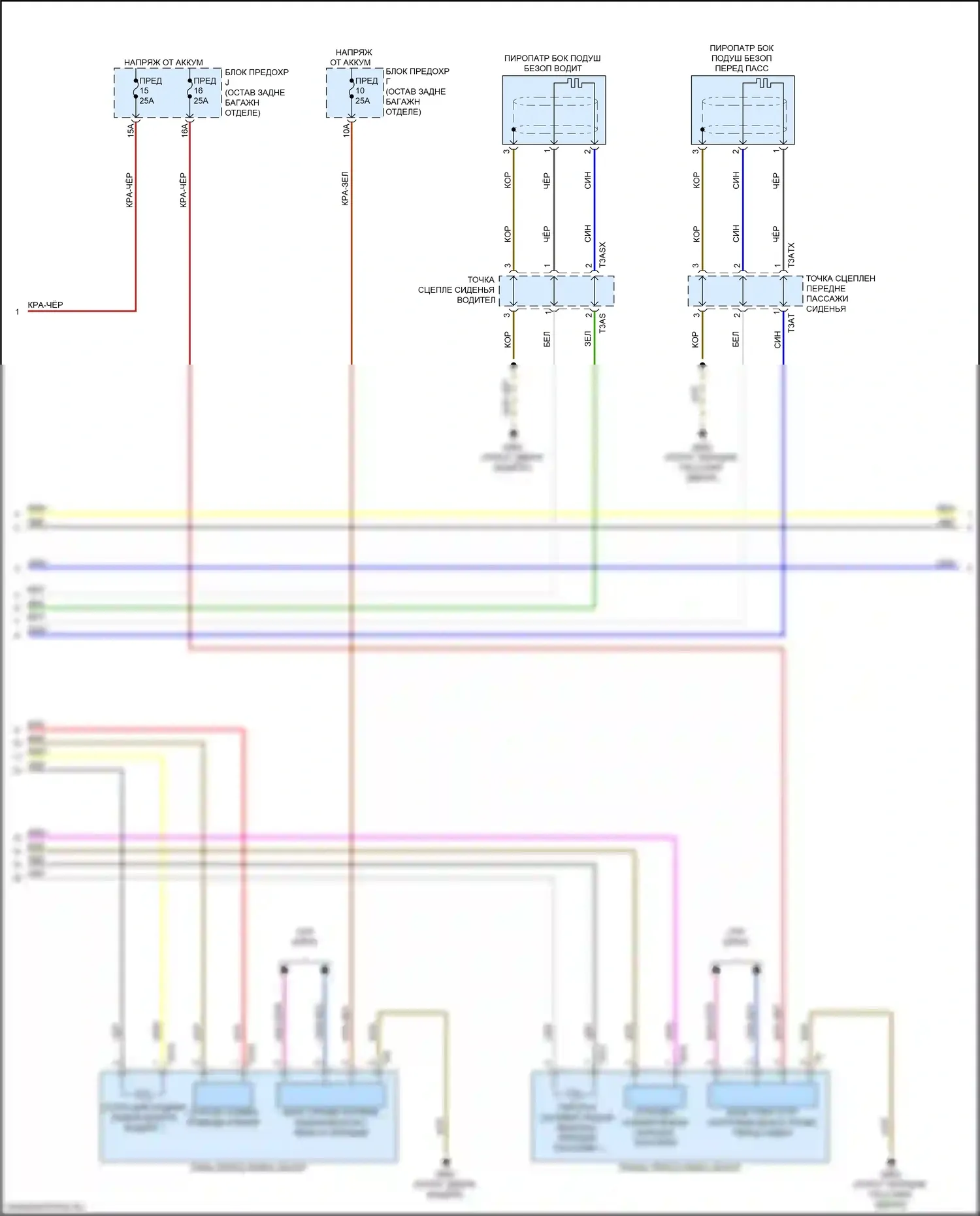 Q8 Audi I (2018-2023): Электросхема подушек безопасности (4 из 6) 