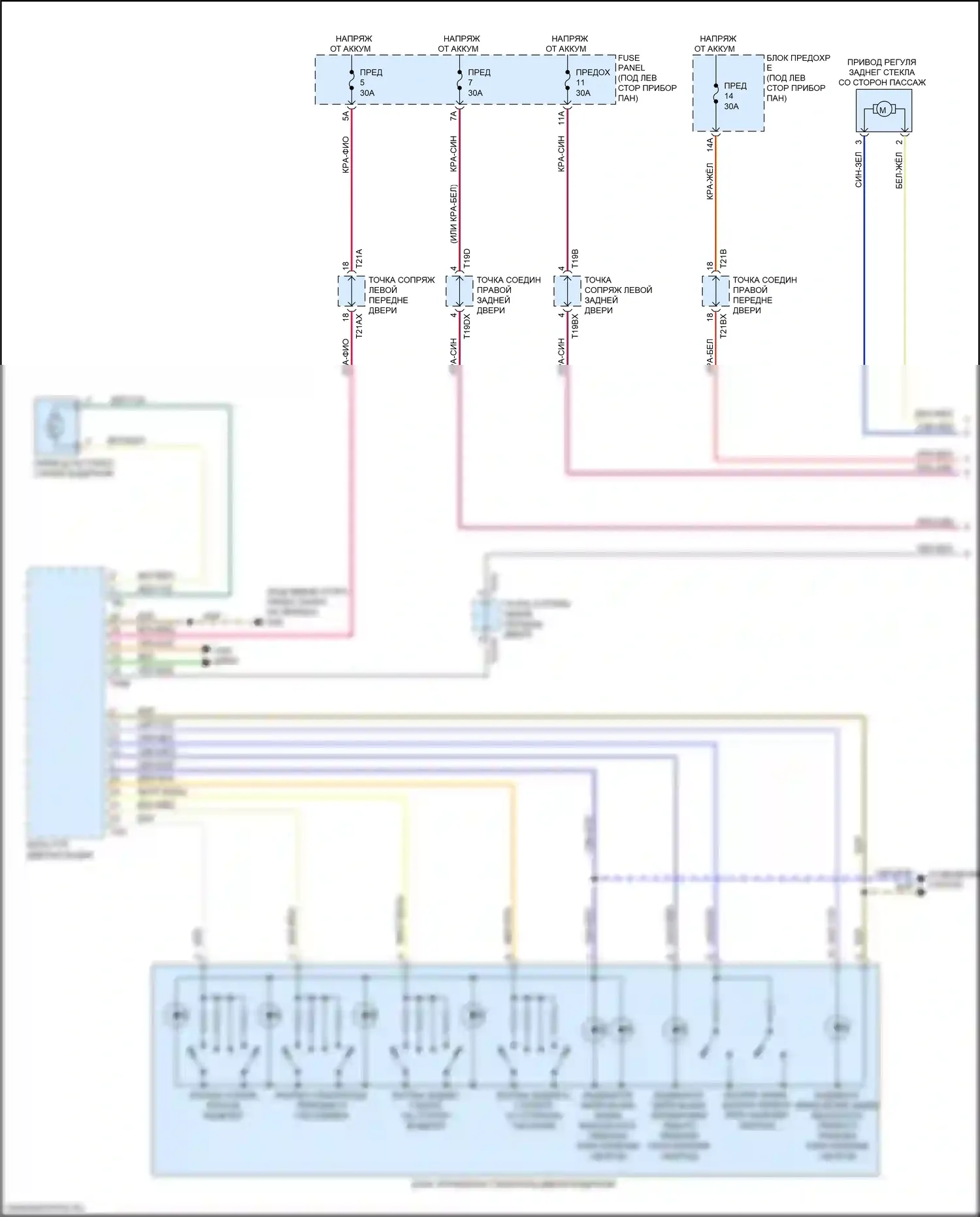 Q8 Audi I (2018-2023): Электросхема стеклоподъемников (1 из 2) 