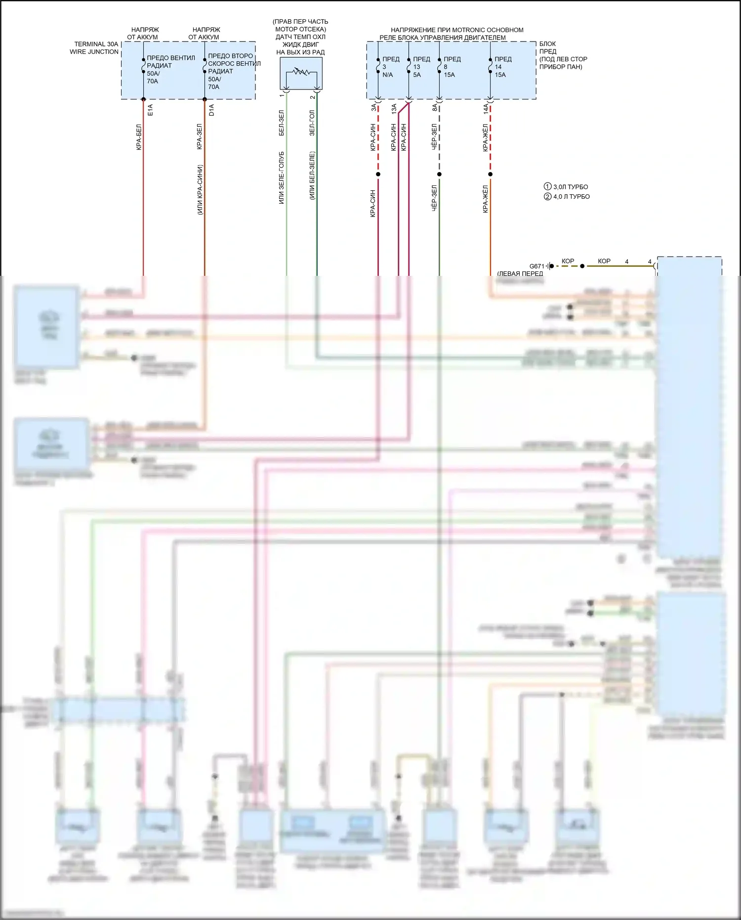 Q8 Audi I (2018-2023): Электросхема вентилятора охлаждения 