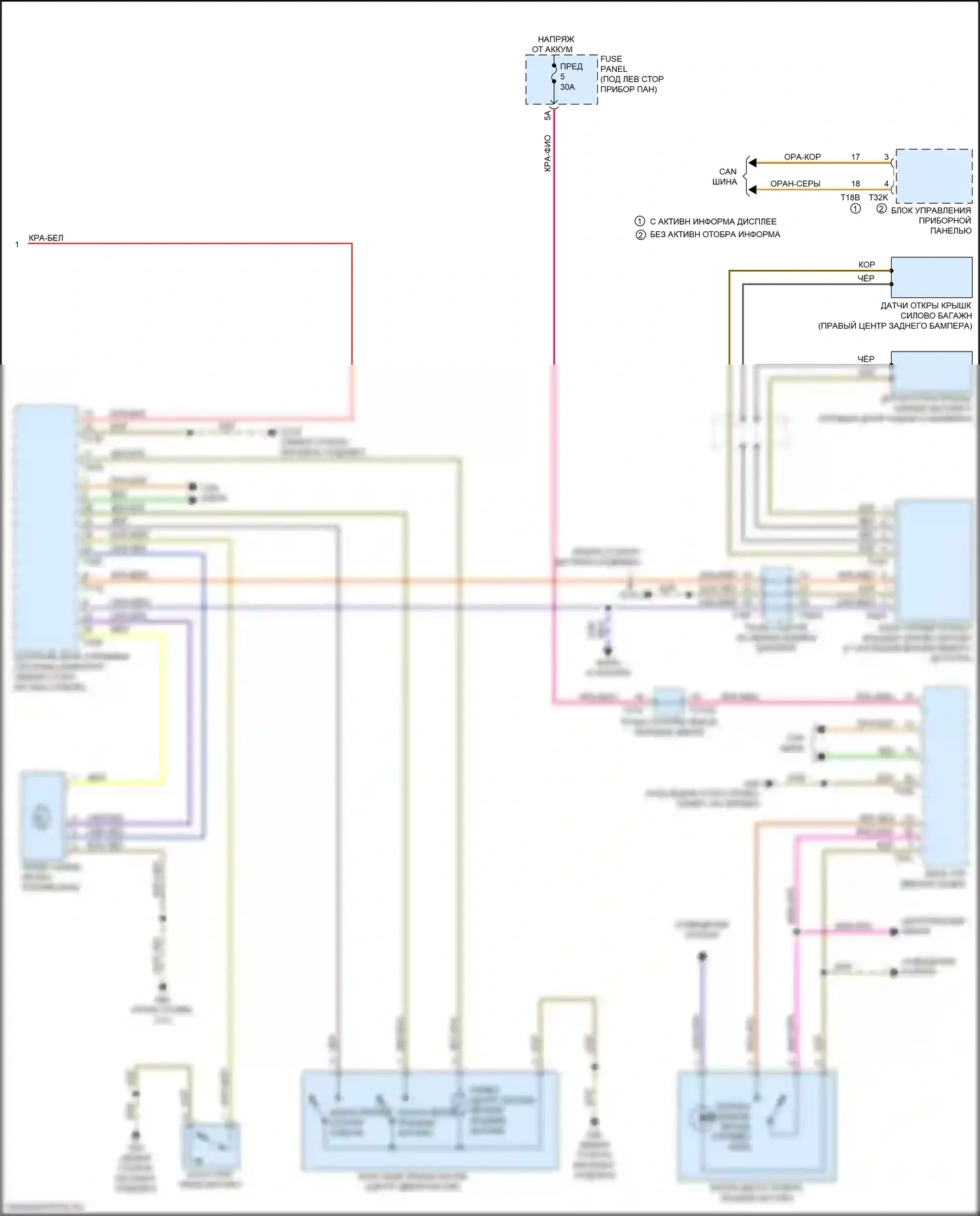 RS Q8 Audi I (2019-2024): Электросхема открытия багажника и лючка топливного бака (2 из 2) 