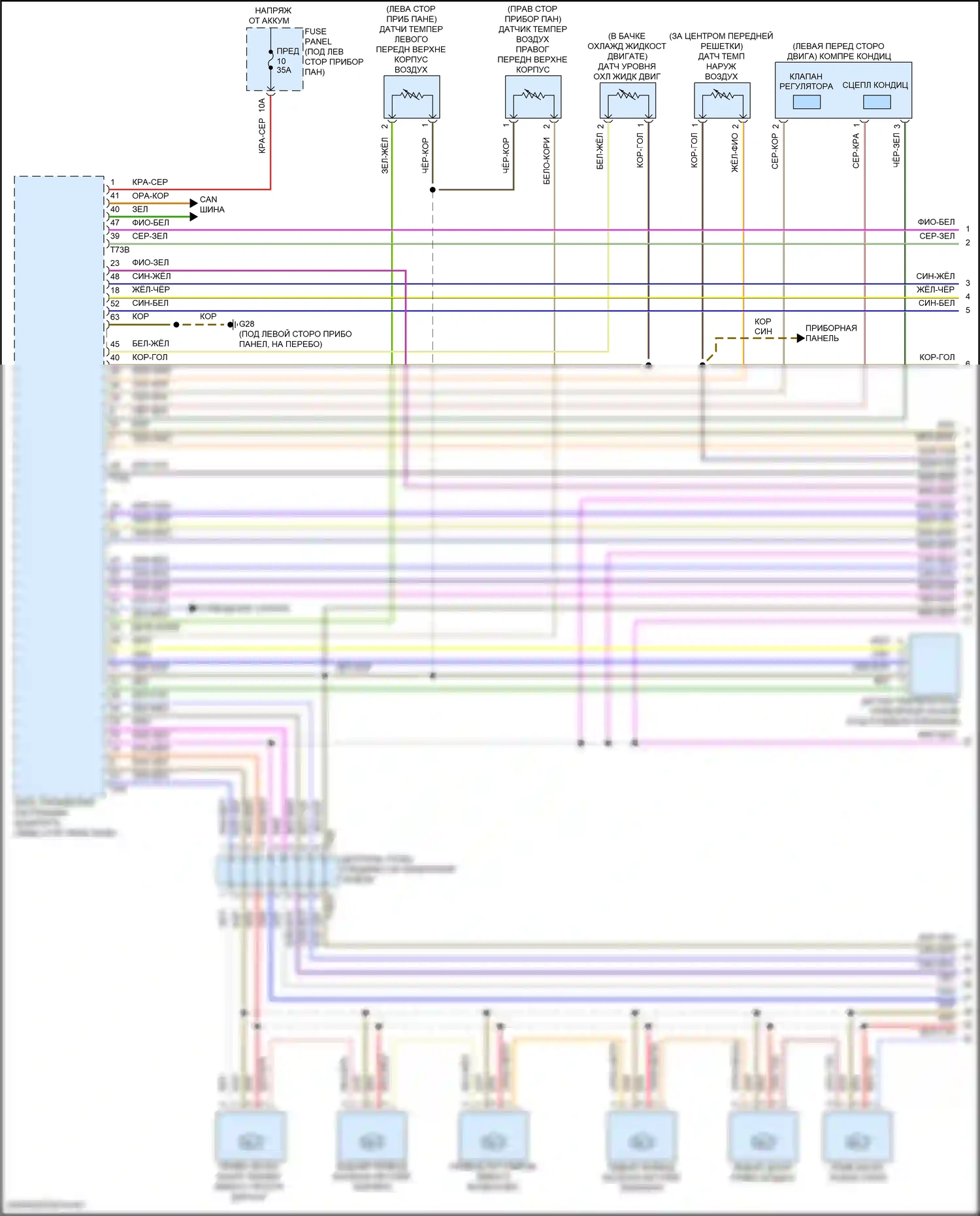 RS Q8 Audi I (2019-2024): Электросхема климат контроля, с климат-контролем и задним управлением, без многозональности, с контролем ударного давления (1 из 6) 