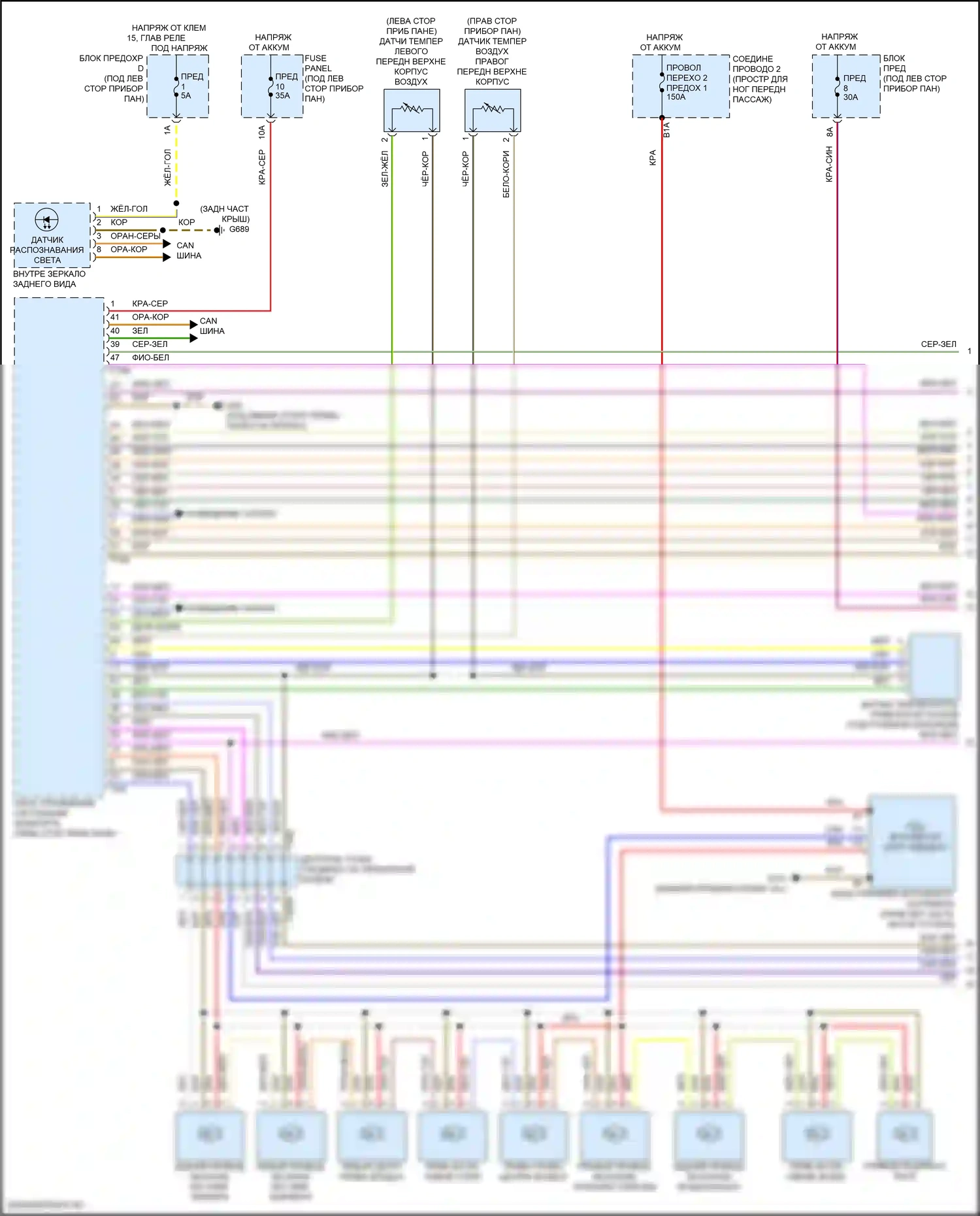 RS Q8 Audi I (2019-2024): Электросхема климат контроля, с климат-контролем и задним управлением, без многозонного и ударного контроля давления (1 из 4) 