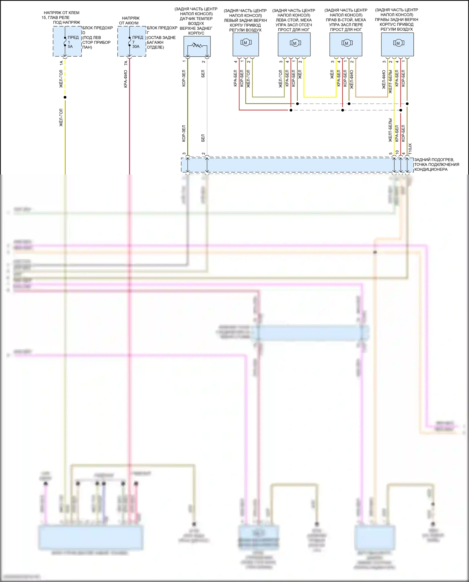 RS Q8 Audi I (2019-2024): Электросхема климат контроля, с климат-контролем и задним управлением, без многозонного и ударного контроля давления (3 из 4) 