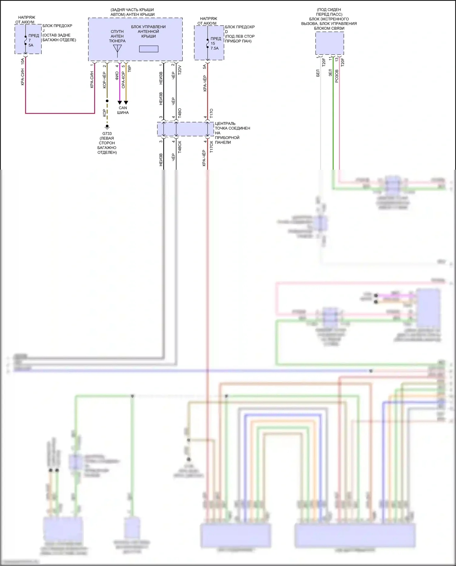 RS Q8 Audi I (2019-2024): Электросхема магнитолы, без усилителя (3 из 4) 