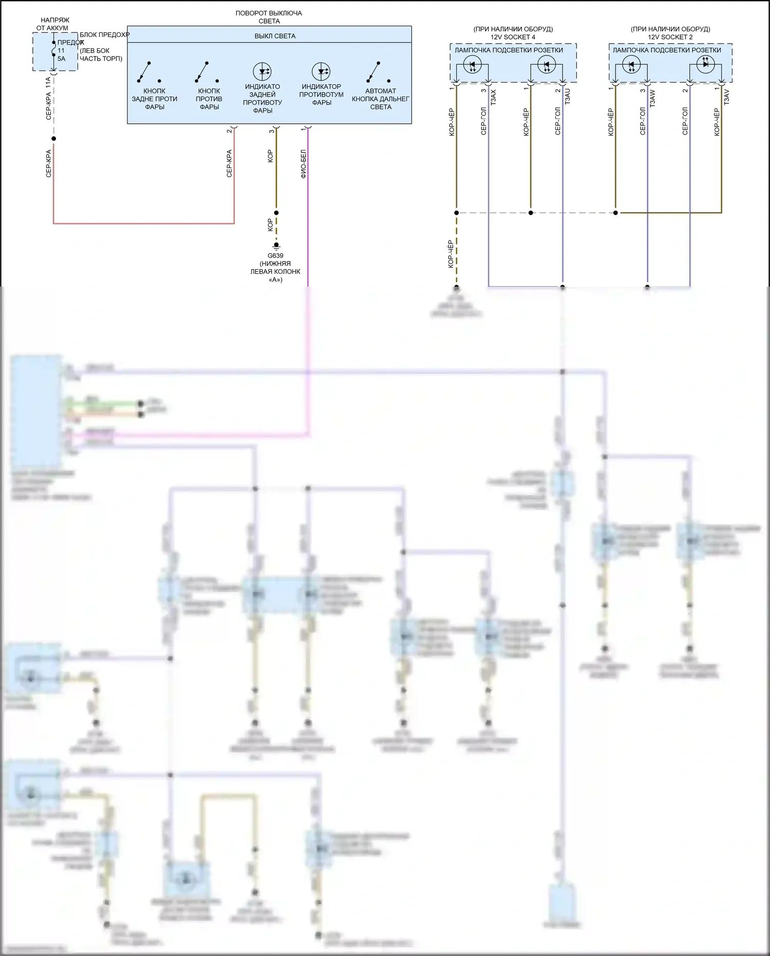 RS Q8 Audi I (2019-2024): Электросхема подсветки приборной панели (1 из 3) 