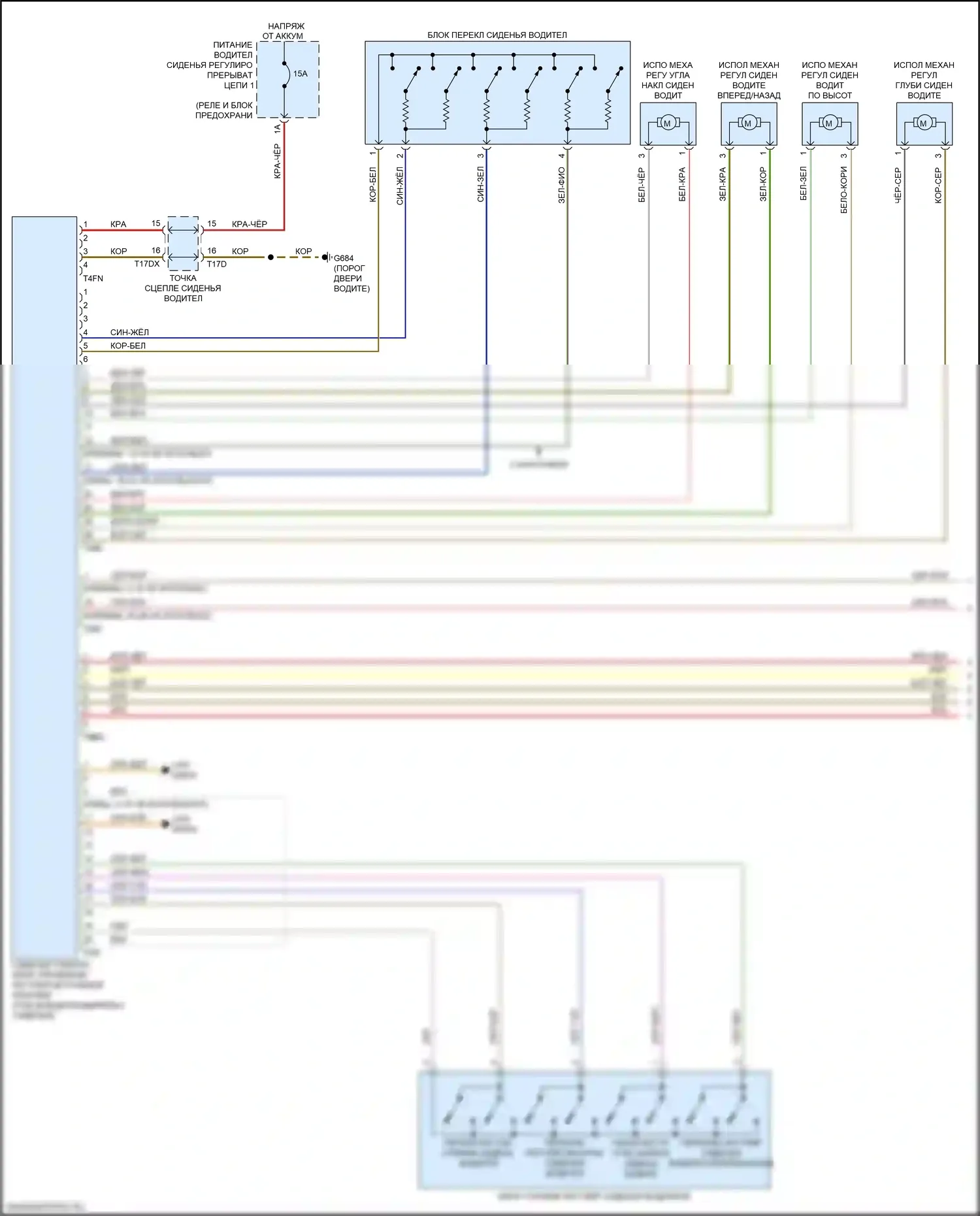 RS Q8 Audi I (2019-2024): Электросхема сиденья водителя с памятью, с комфортными сиденьями (1 из 2) 