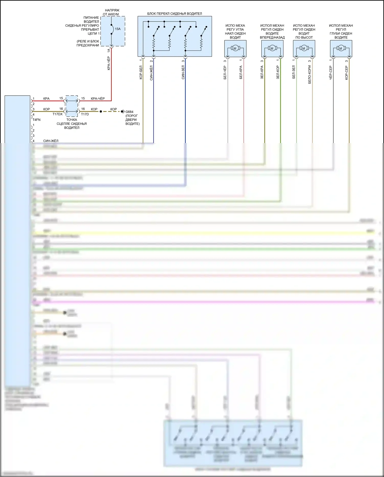 RS Q8 Audi I (2019-2024): Электросхема сиденья водителя с памятью, со спортивными сиденьями (1 из 2) 