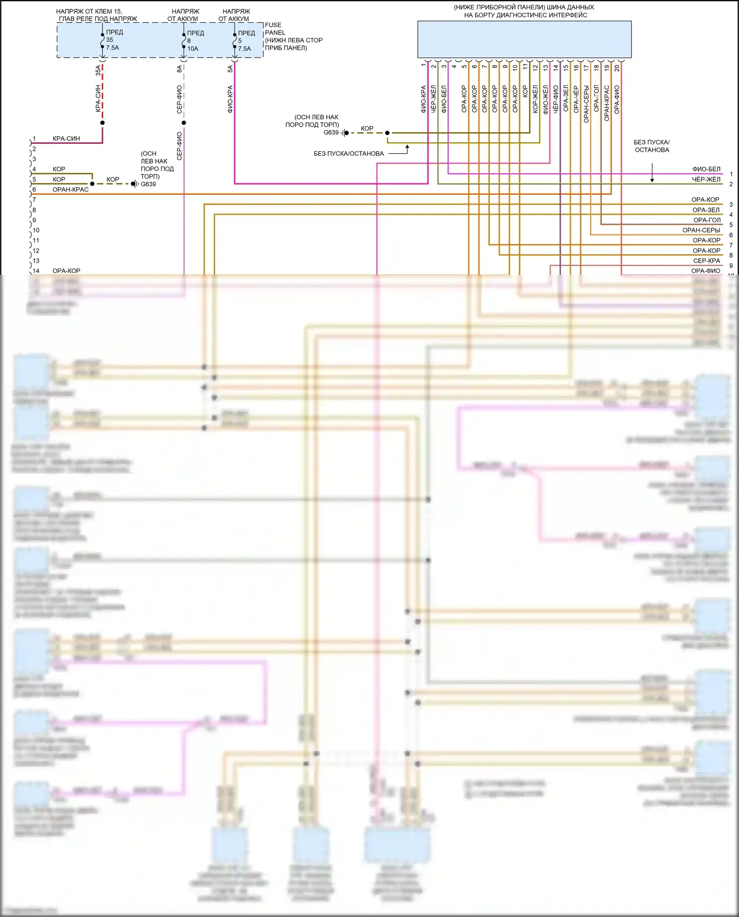 RS3 Audi 8V рестайлинг (2017-2021): Can шина электросхема (1 из 4) 