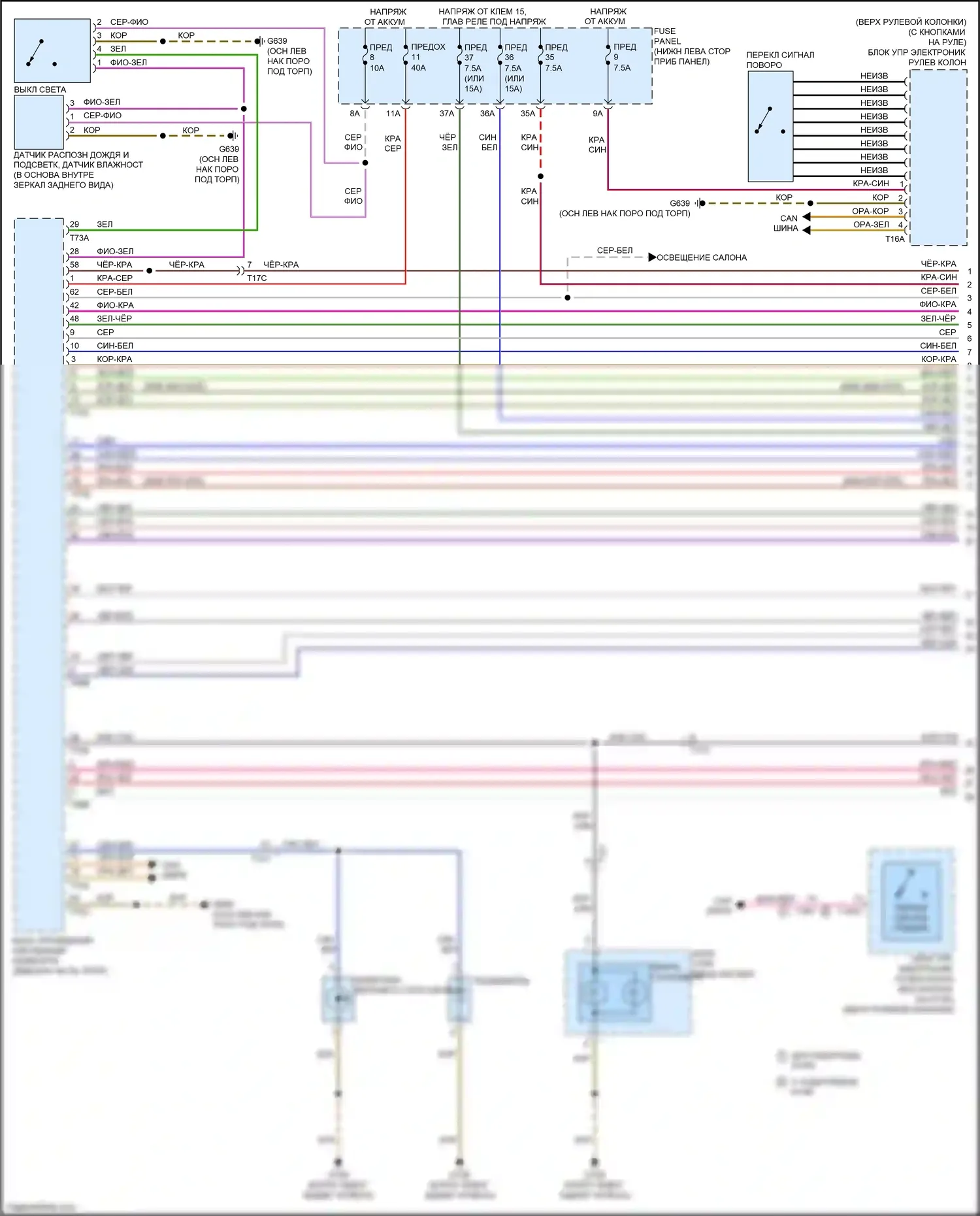 RS3 Audi 8V рестайлинг (2017-2021): Электросхема фар и фонарей (1 из 5) 