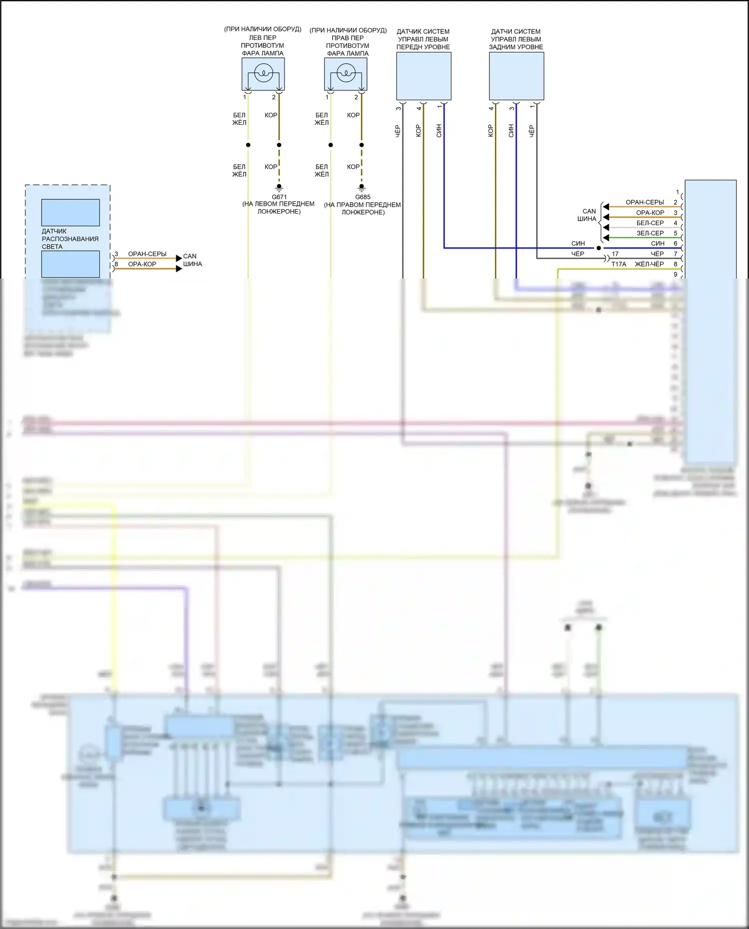 RS3 Audi 8V рестайлинг (2017-2021): Электросхема фар, с ксеноновыми, биксеноновыми фарами и динамическим изгибающим светом (2 из 2) 