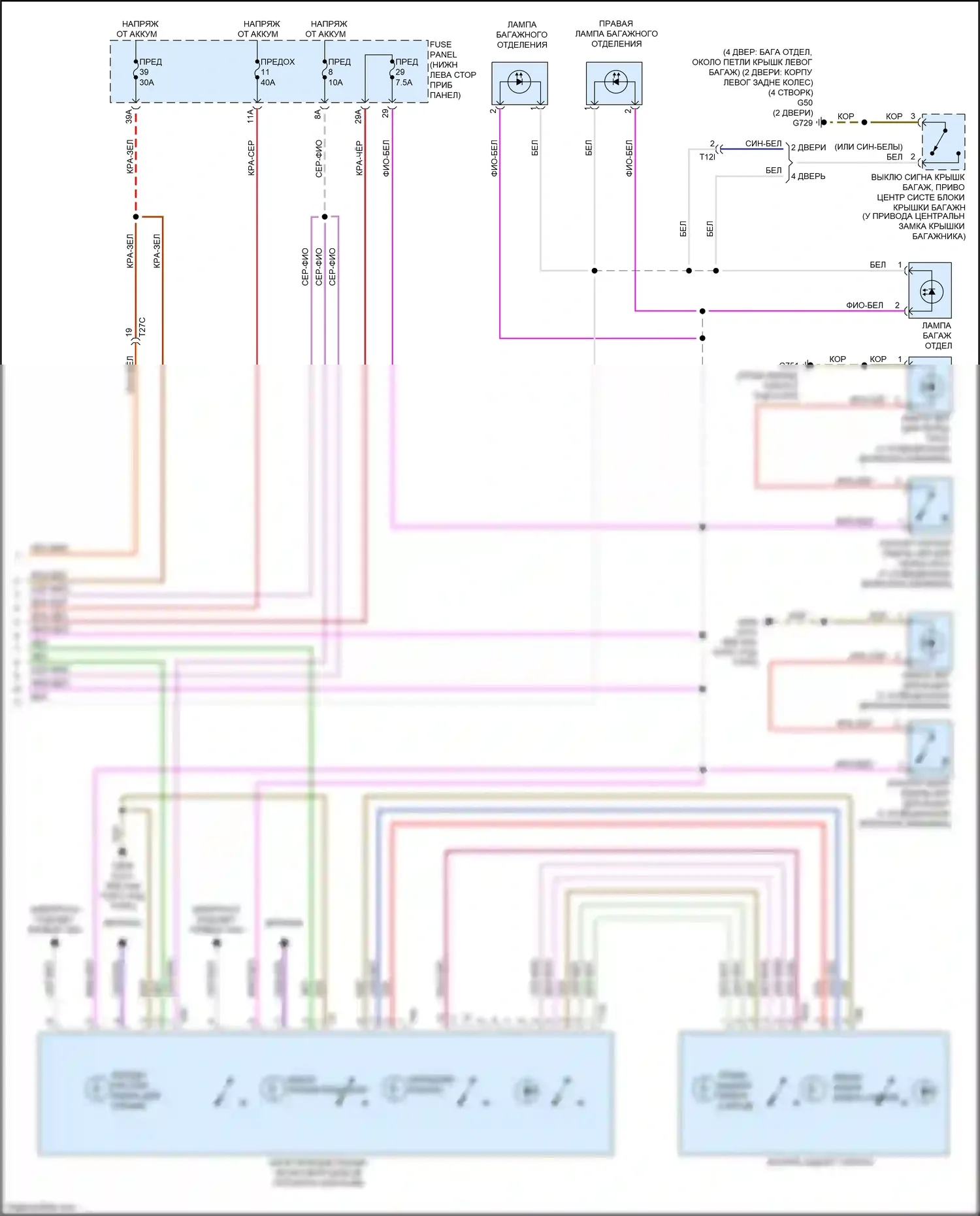 RS3 Audi 8V рестайлинг (2017-2021): Электросхема освещения салона (5 из 5) 