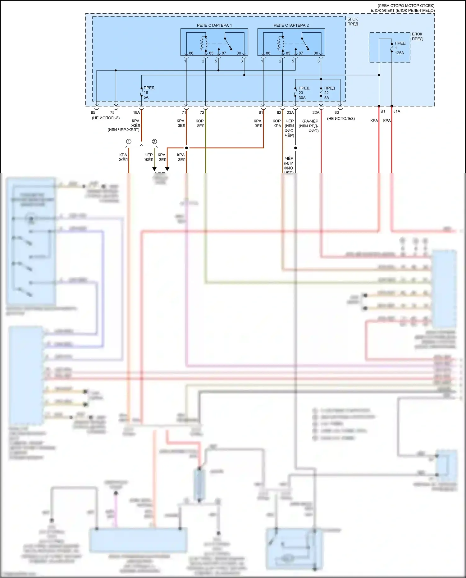 RS3 Audi 8V рестайлинг (2017-2021): Электросхема стартера (1 из 2) 