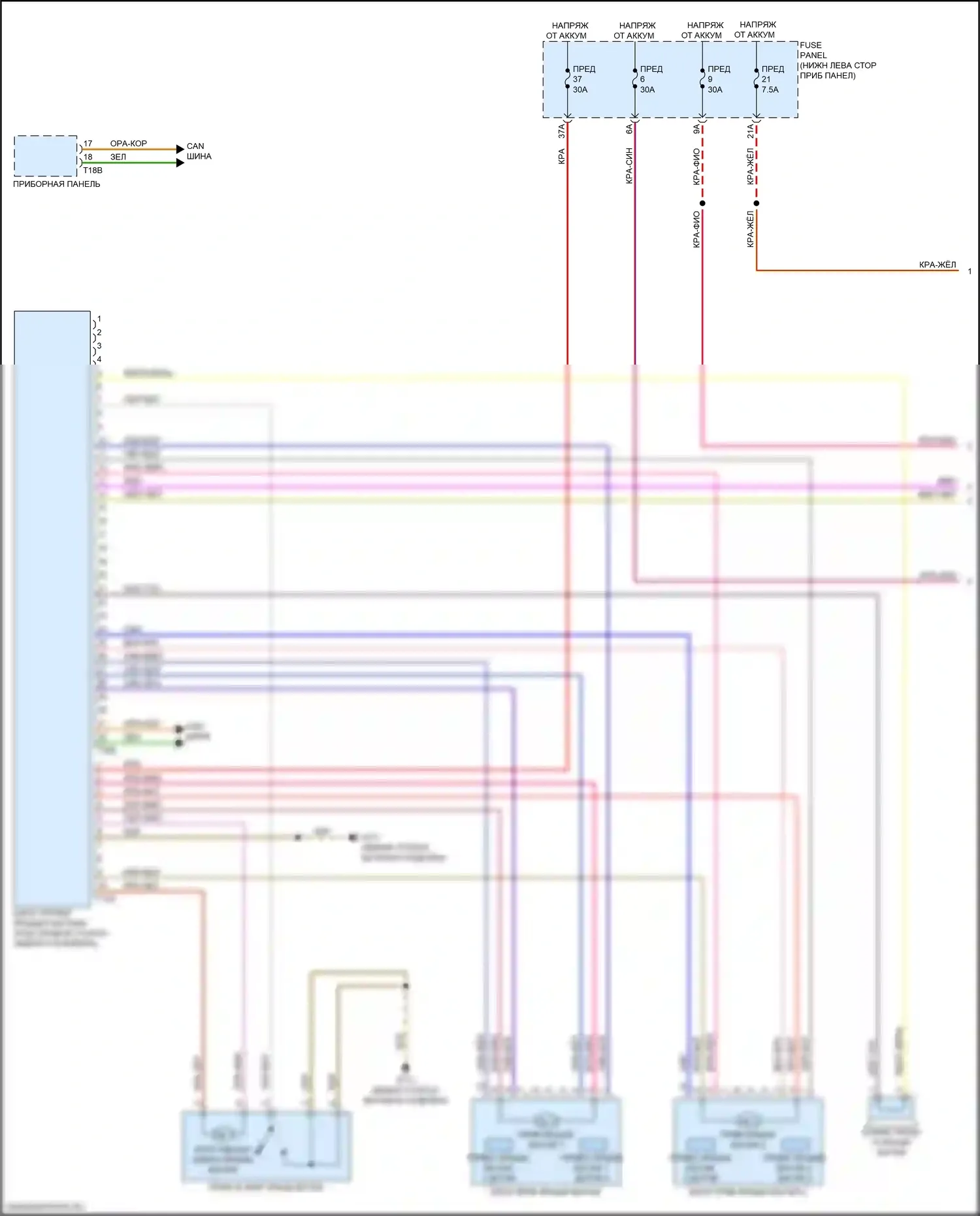 RS3 Audi 8Y (2021-2024): Электросхема открытия багажника и лючка топливного бака (1 из 2) 