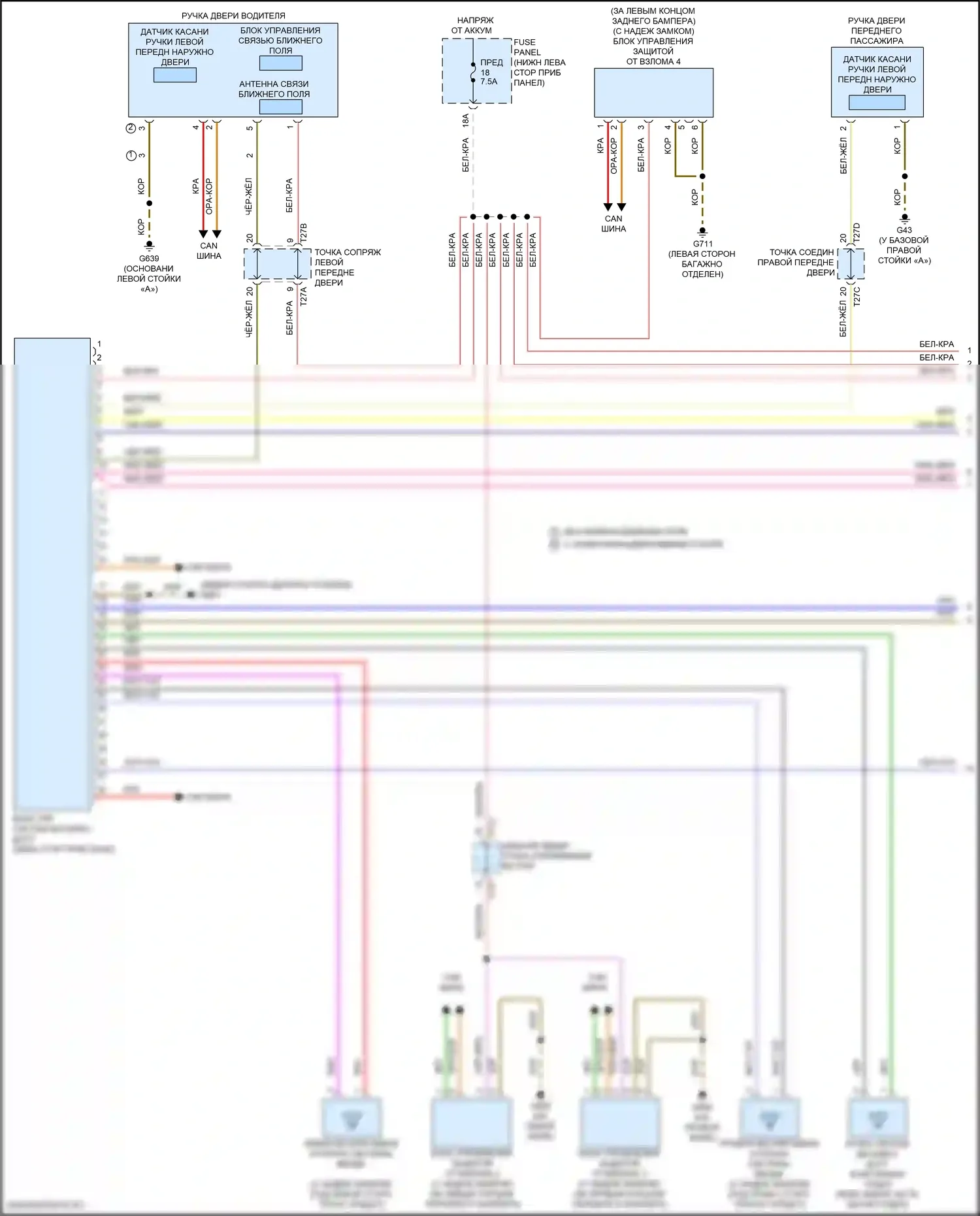 RS3 Audi 8Y (2021-2024): Электросхема системы бесключевого доступа (1 из 2) 