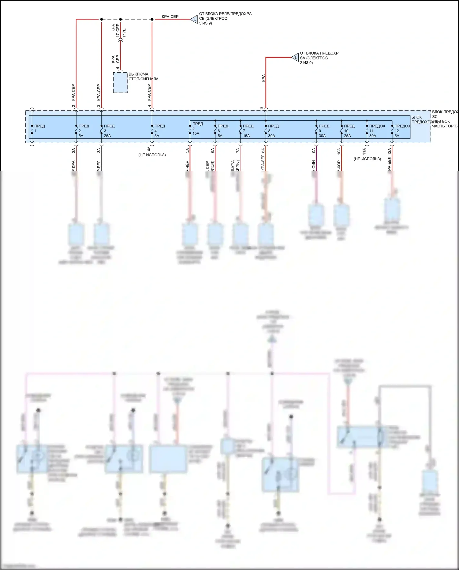 RS5 Audi 8T рестайлинг (2012-2016): Электросхема блока предохранителей реле (7 из 9) 