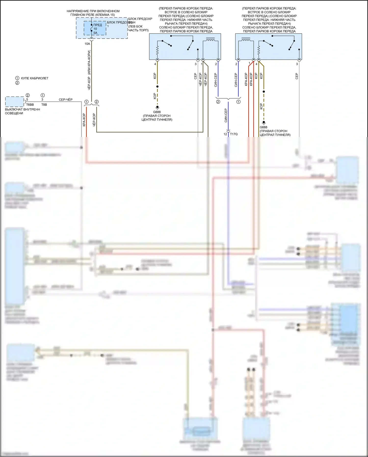 RS5 Audi 8T рестайлинг (2012-2016): Электросхема блокировки селектора 
