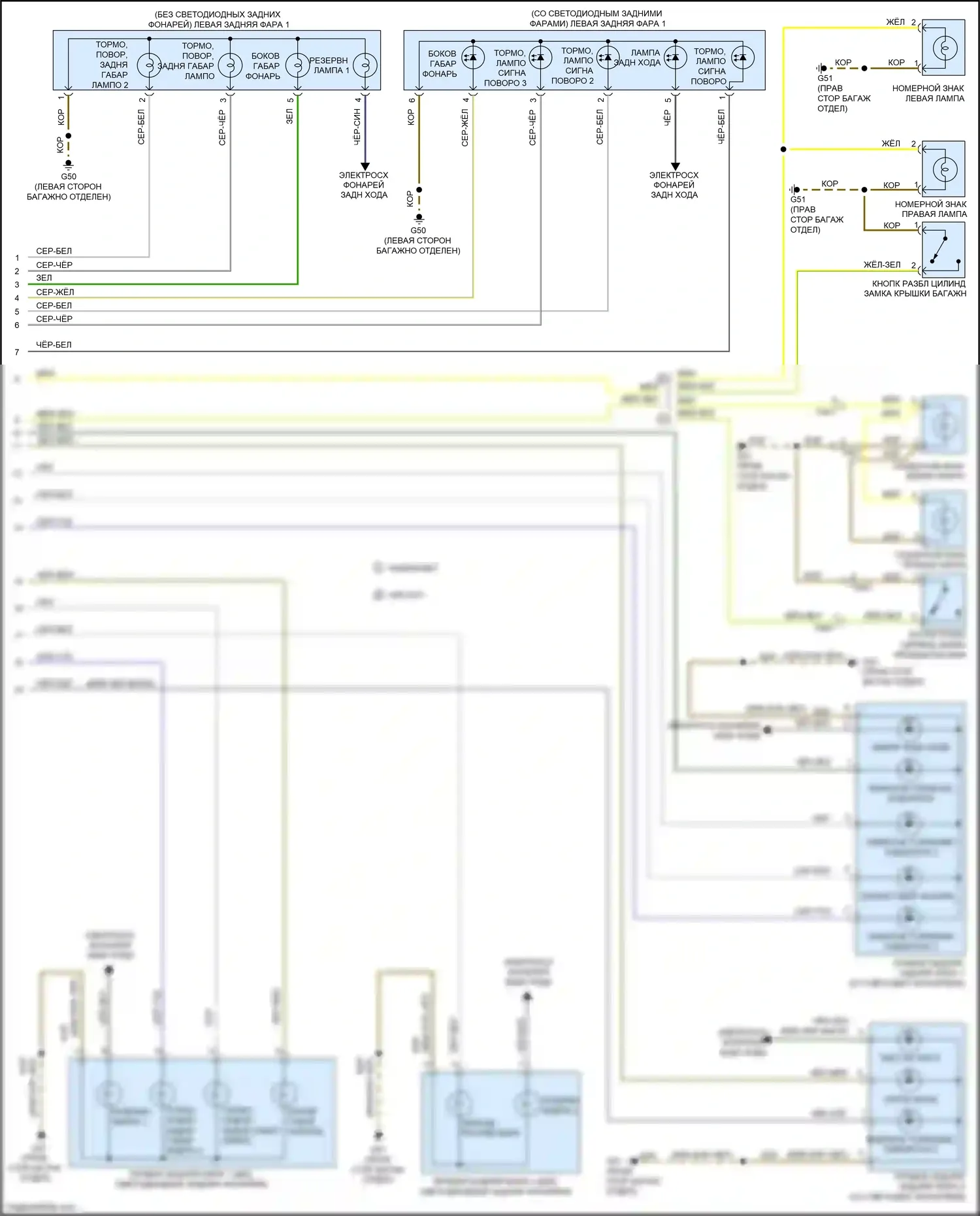 RS5 Audi 8T рестайлинг (2012-2016): Электросхема фар и фонарей (3 из 3) 