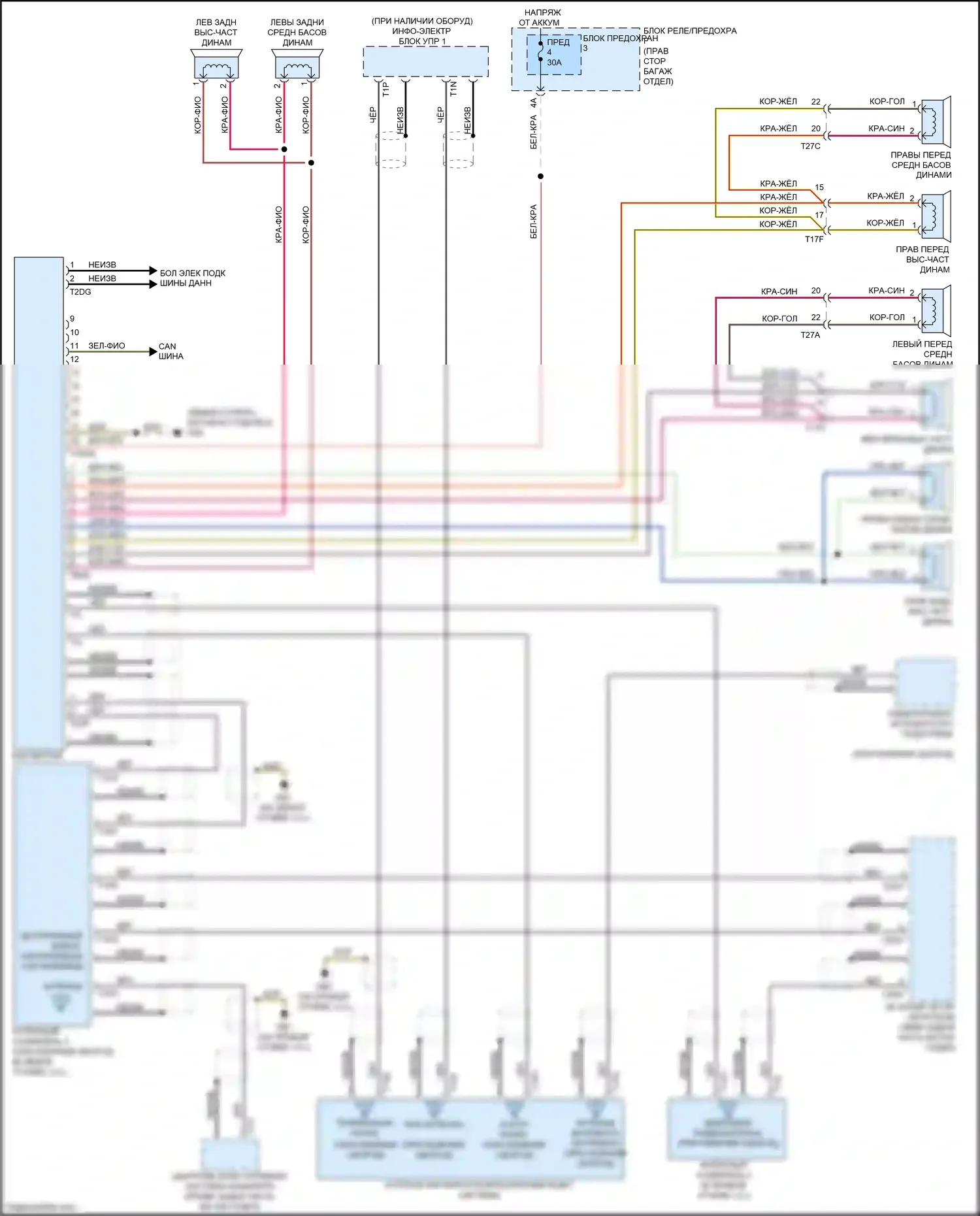 RS5 Audi 8T рестайлинг (2012-2016): Электросхема магнитола, купе basic mmi 