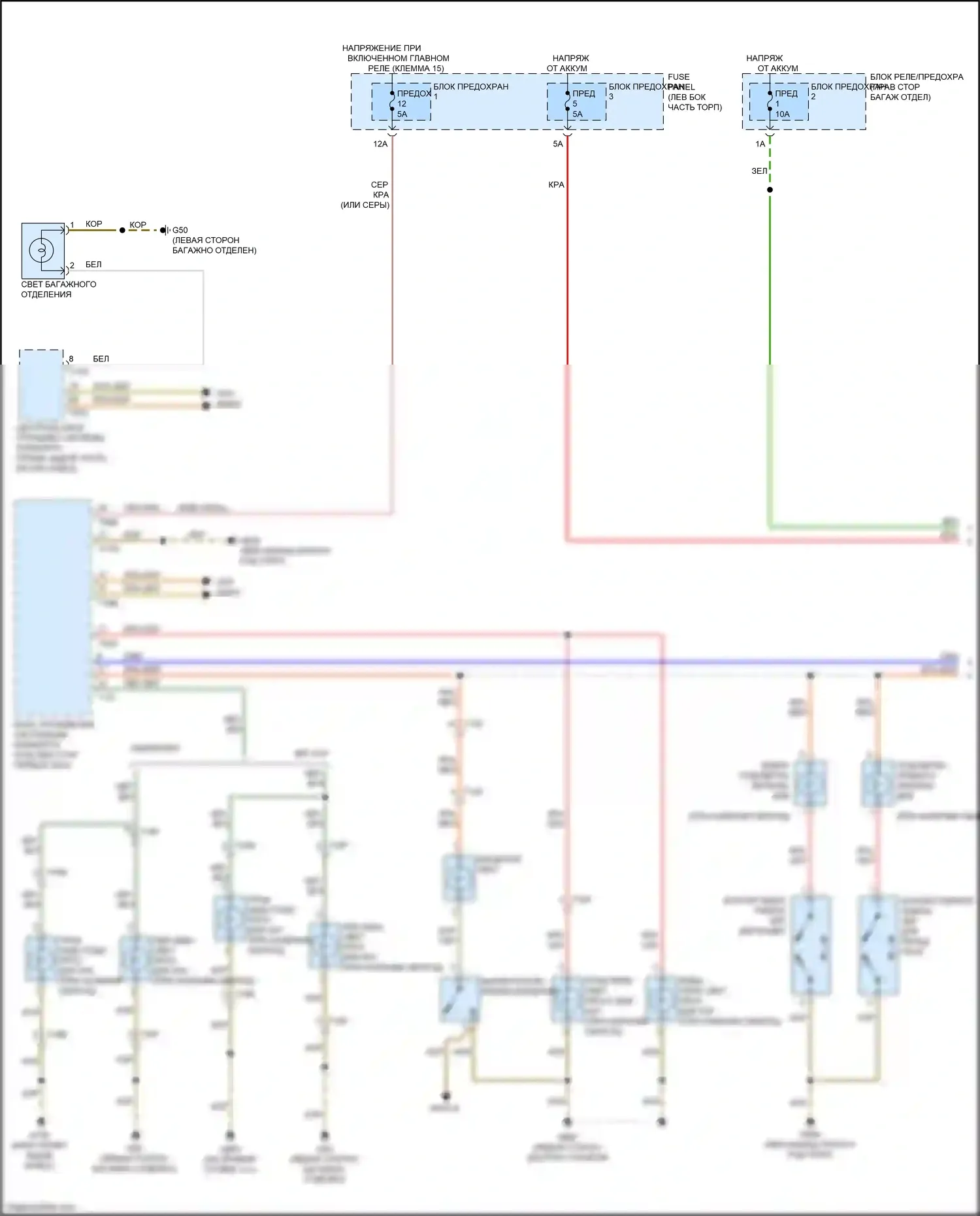 RS5 Audi 8T рестайлинг (2012-2016): Электросхема освещения салона (1 из 2) 