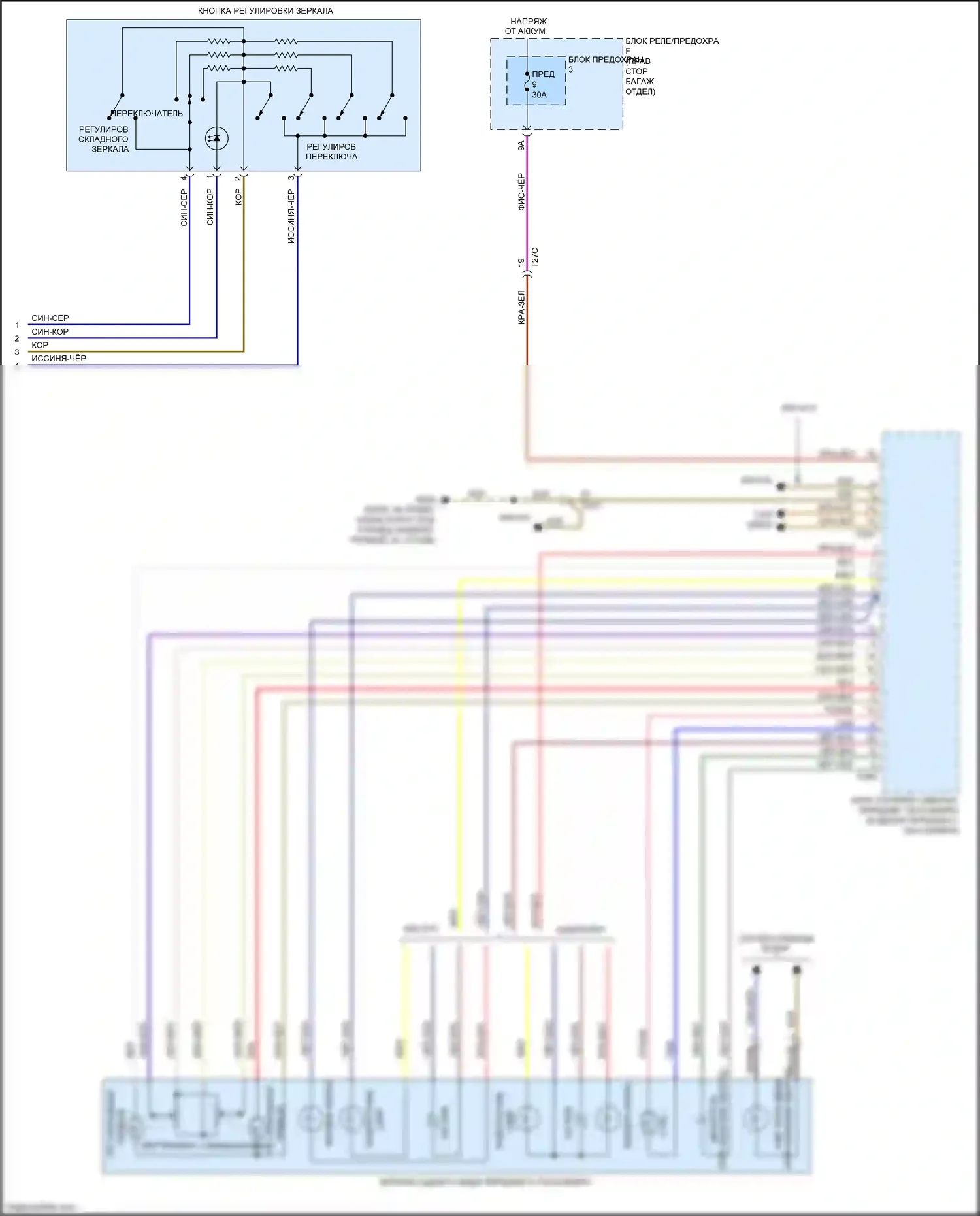 RS5 Audi 8T рестайлинг (2012-2016): Электросхема памяти зеркал (2 из 2) 