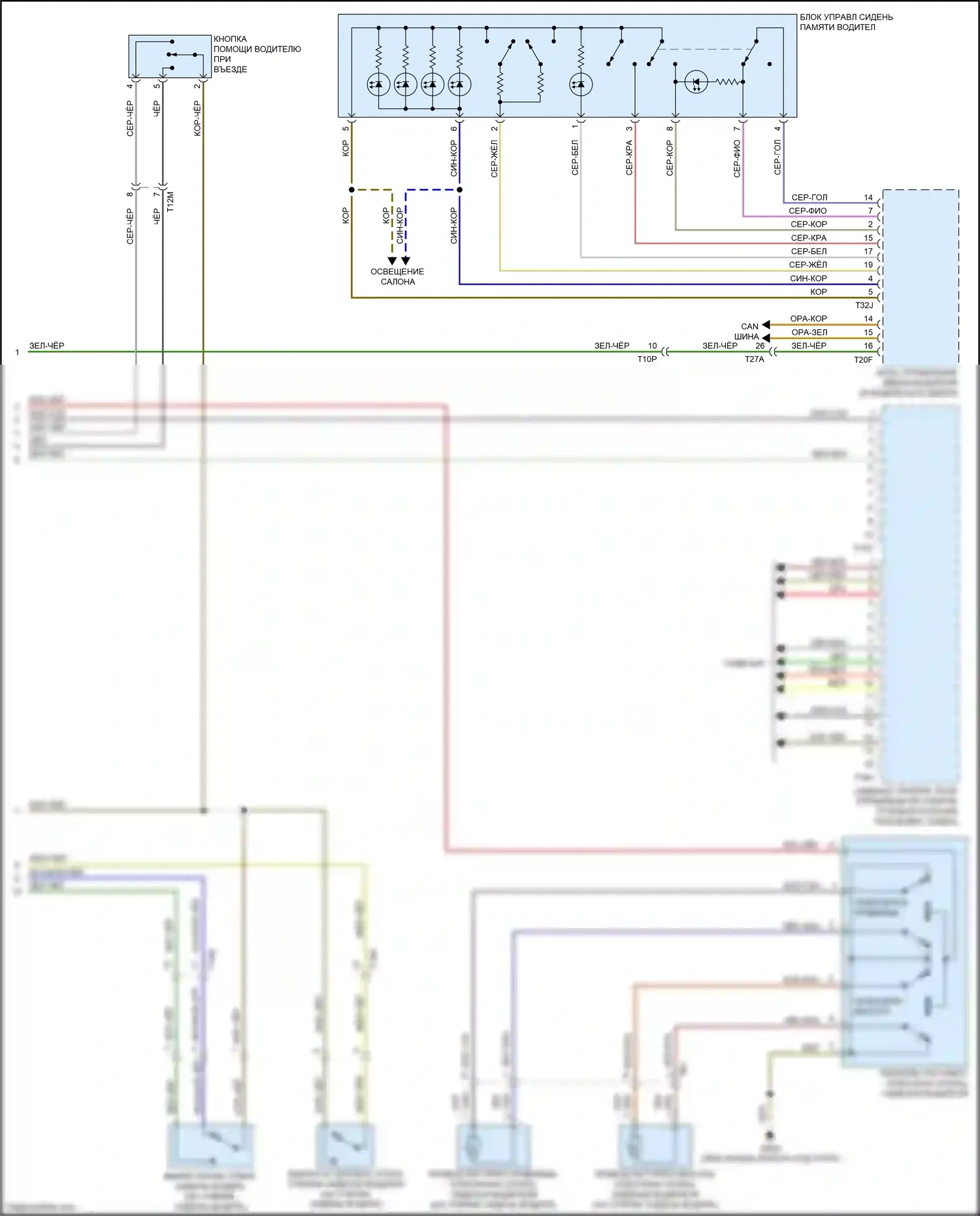 RS5 Audi 8T рестайлинг (2012-2016): Электросхема сиденья памяти водителя (2 из 2) 