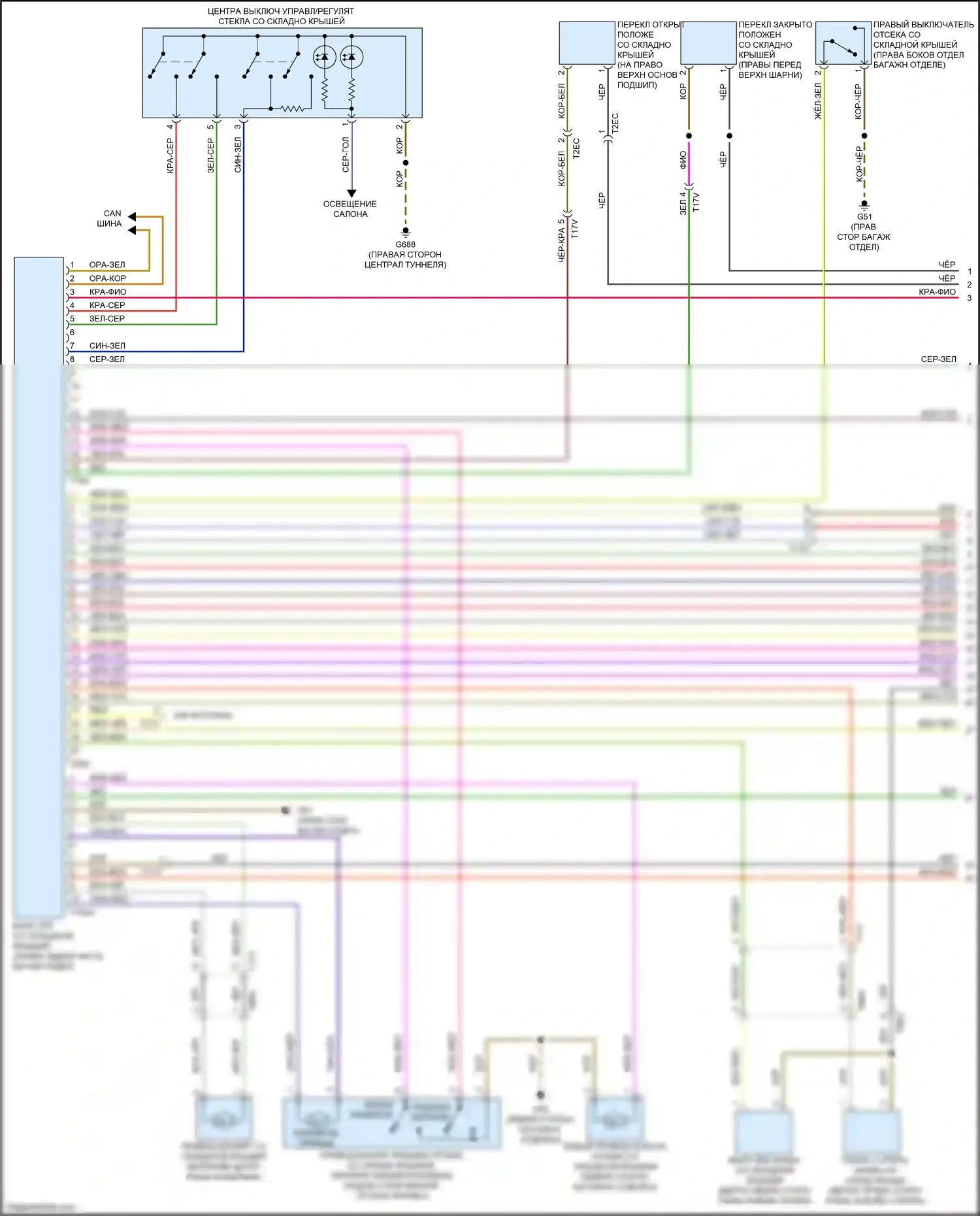 RS5 Audi 8T рестайлинг (2012-2016): Электросхема со складной крышей (1 из 2) 