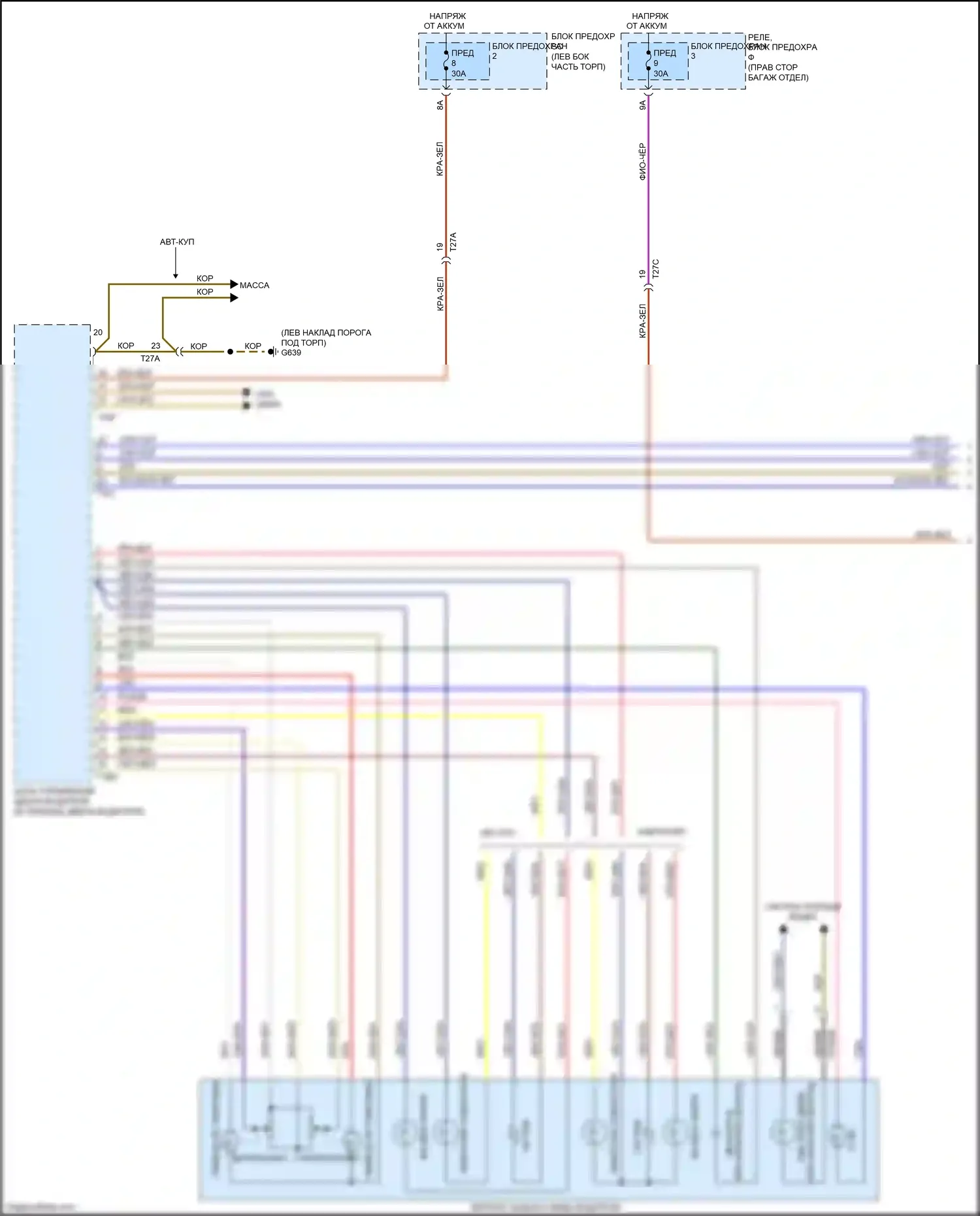 RS5 Audi 8T рестайлинг (2012-2016): Управление зеркалами заднего вида электросхема (1 из 2) 